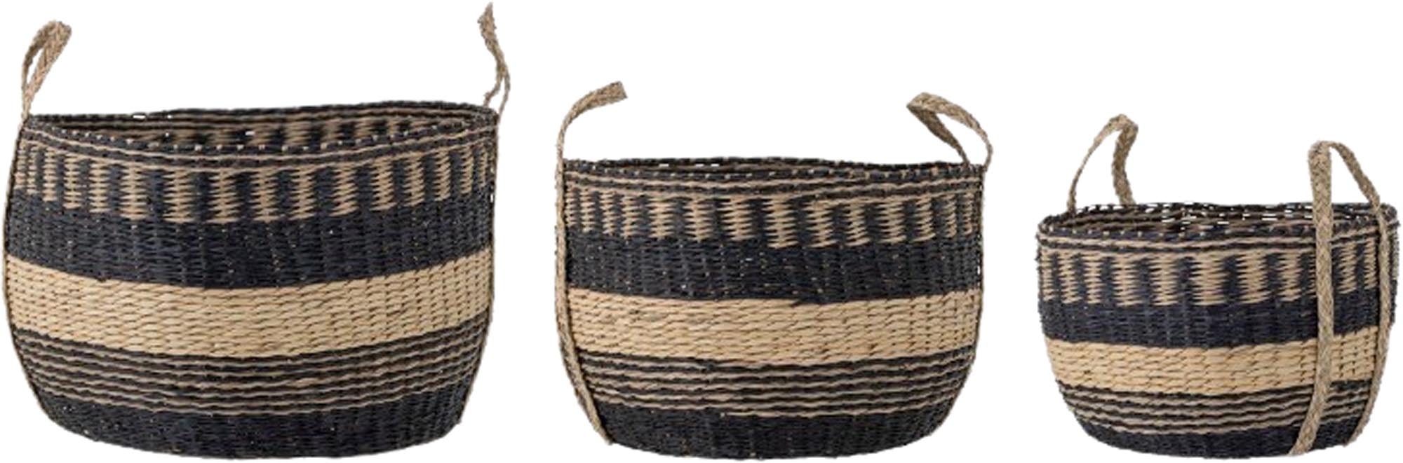 Sania basket, black, sea grass