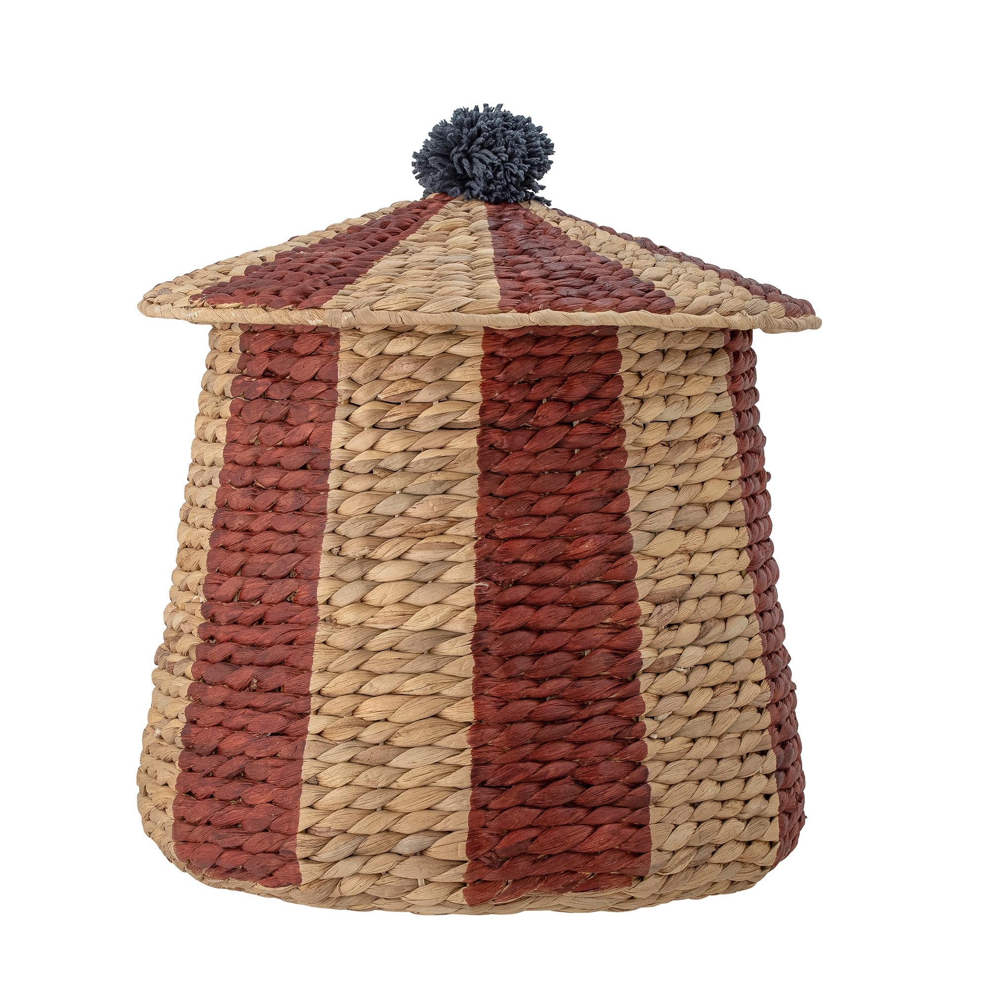 Birsen basket with lid, red, water hyacinth