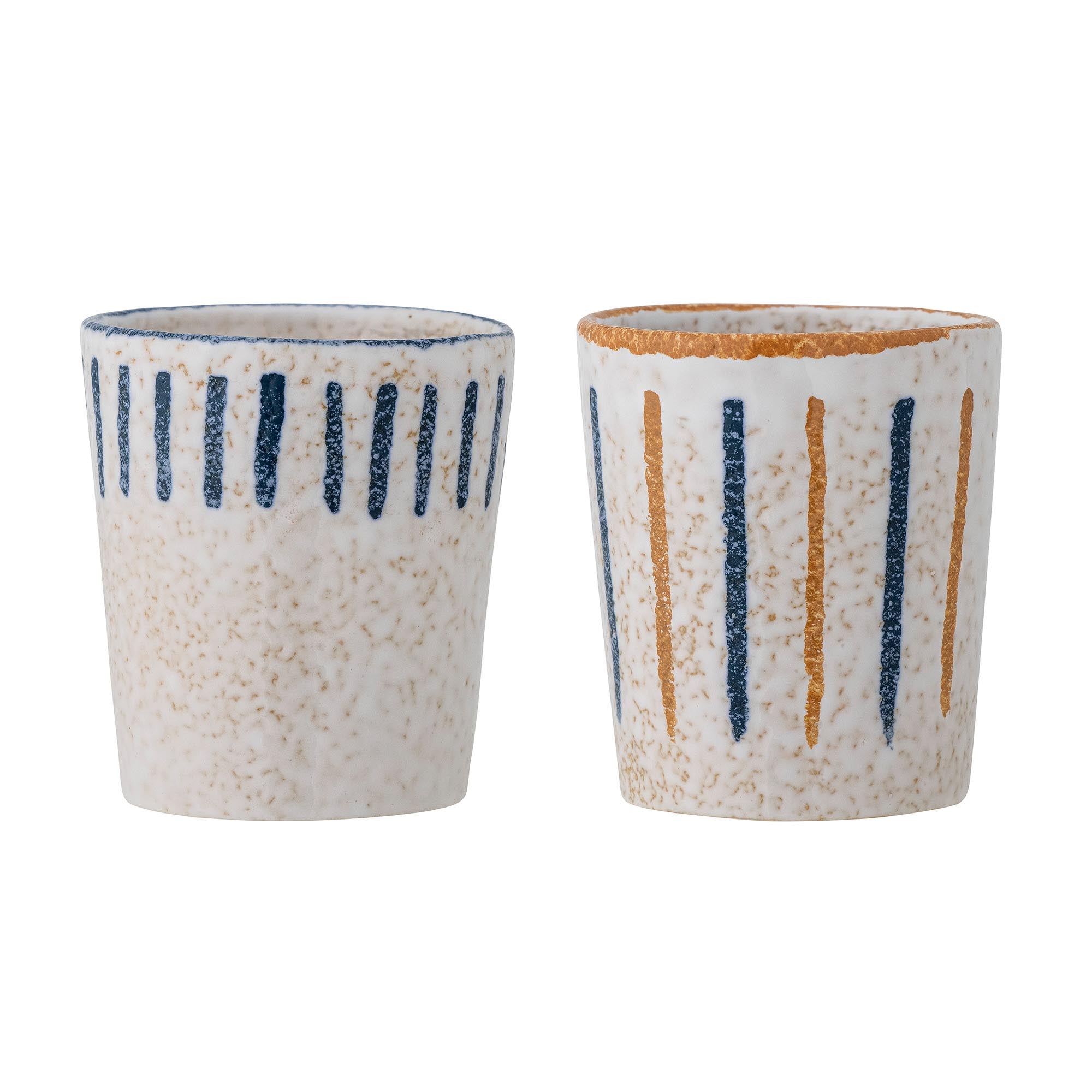 Lobelia Tasse, Blue: Handdekoriertes Steingut, ergonomisch, hitzebeständig. Fröhliches Blau-Orange-Muster, ideal für Kaffee & Tee.