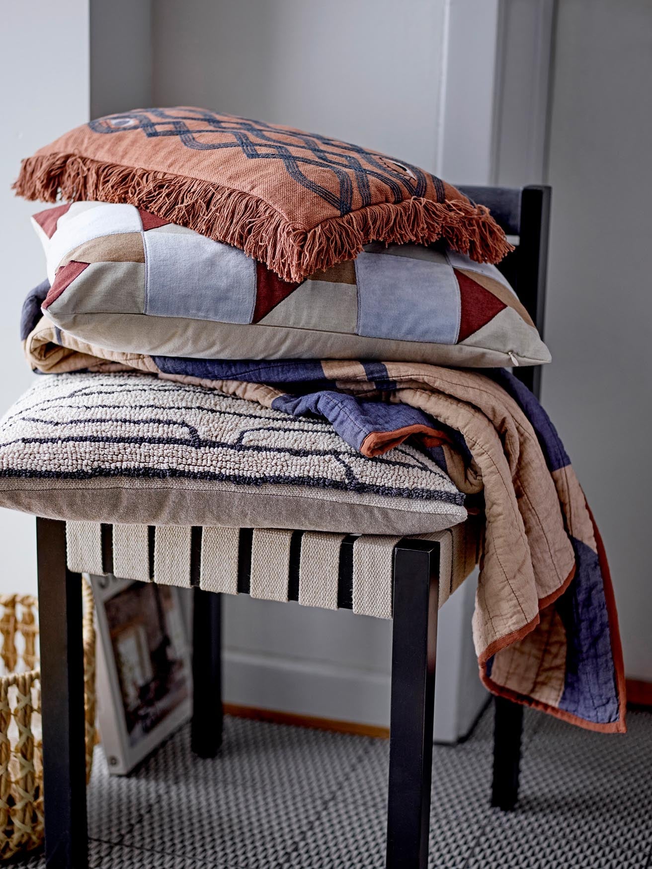 Roosi Quilt in Blau, 100% Baumwolle, von Bloomingville, gemütlich.
