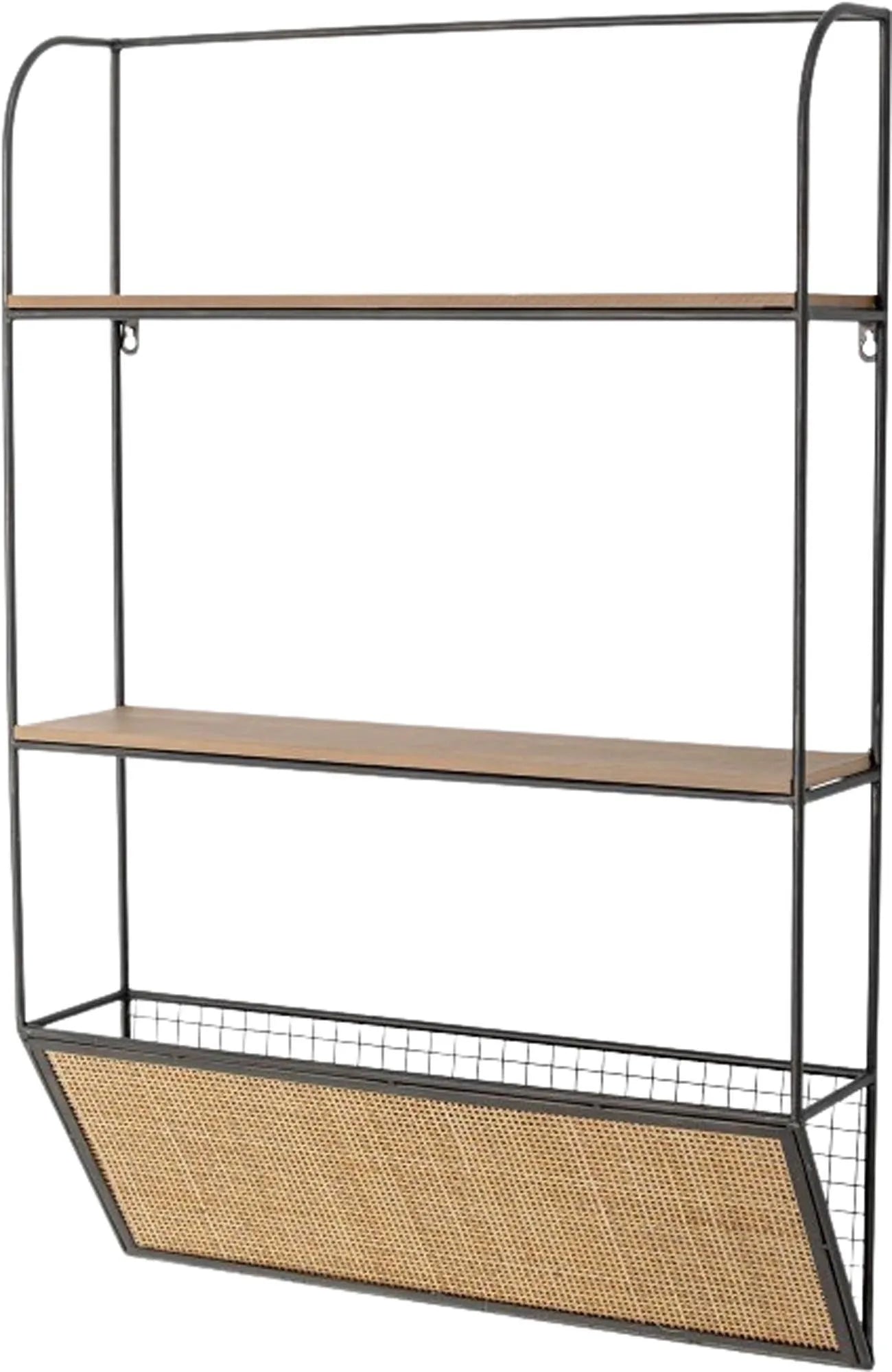 Elegantes Rattanregal mit Eisenakzenten, ideal für stilvolle Aufbewahrung in jedem Raum. Natürlich, robust und vielseitig einsetzbar.