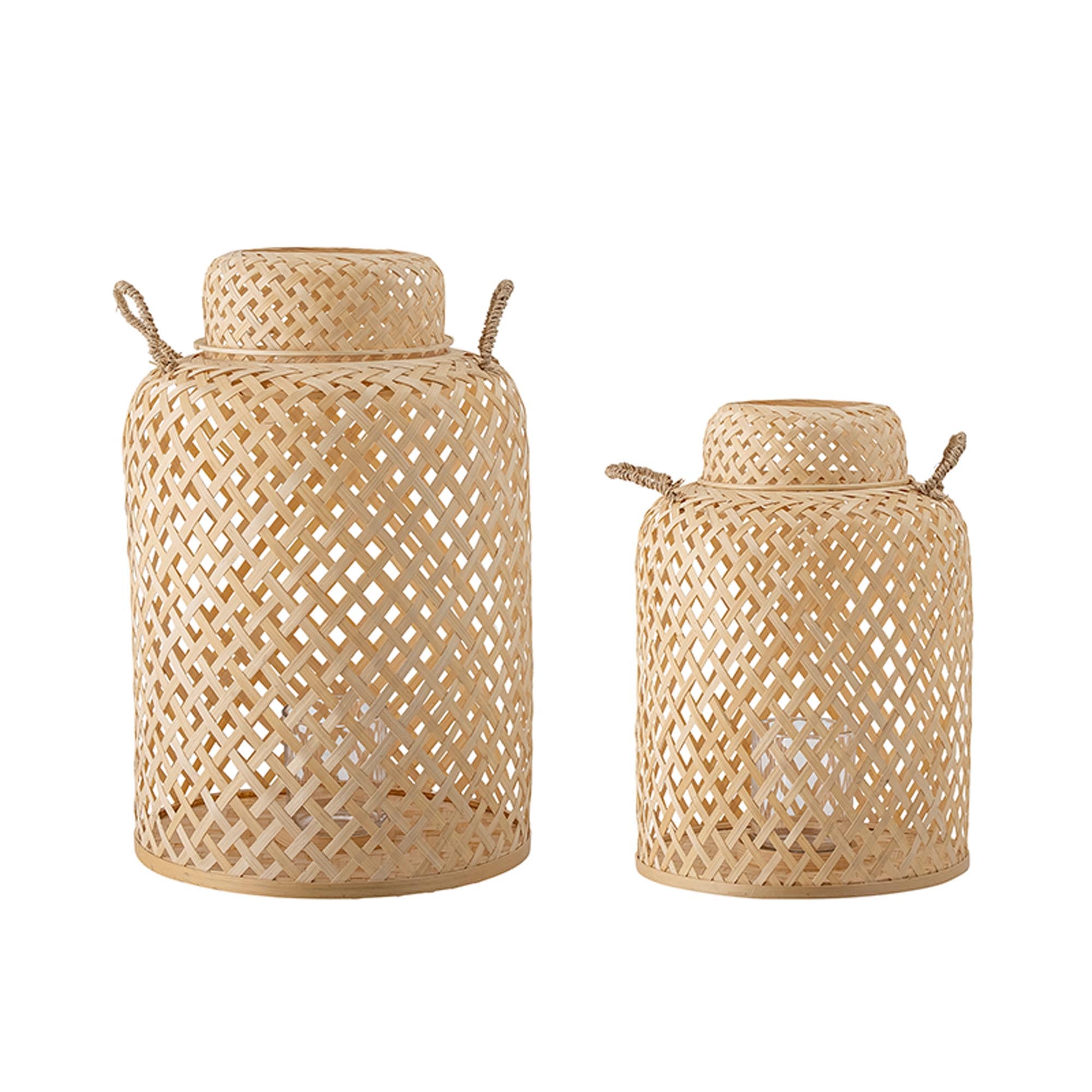 Madlin lantern with glass, nature, bamboo