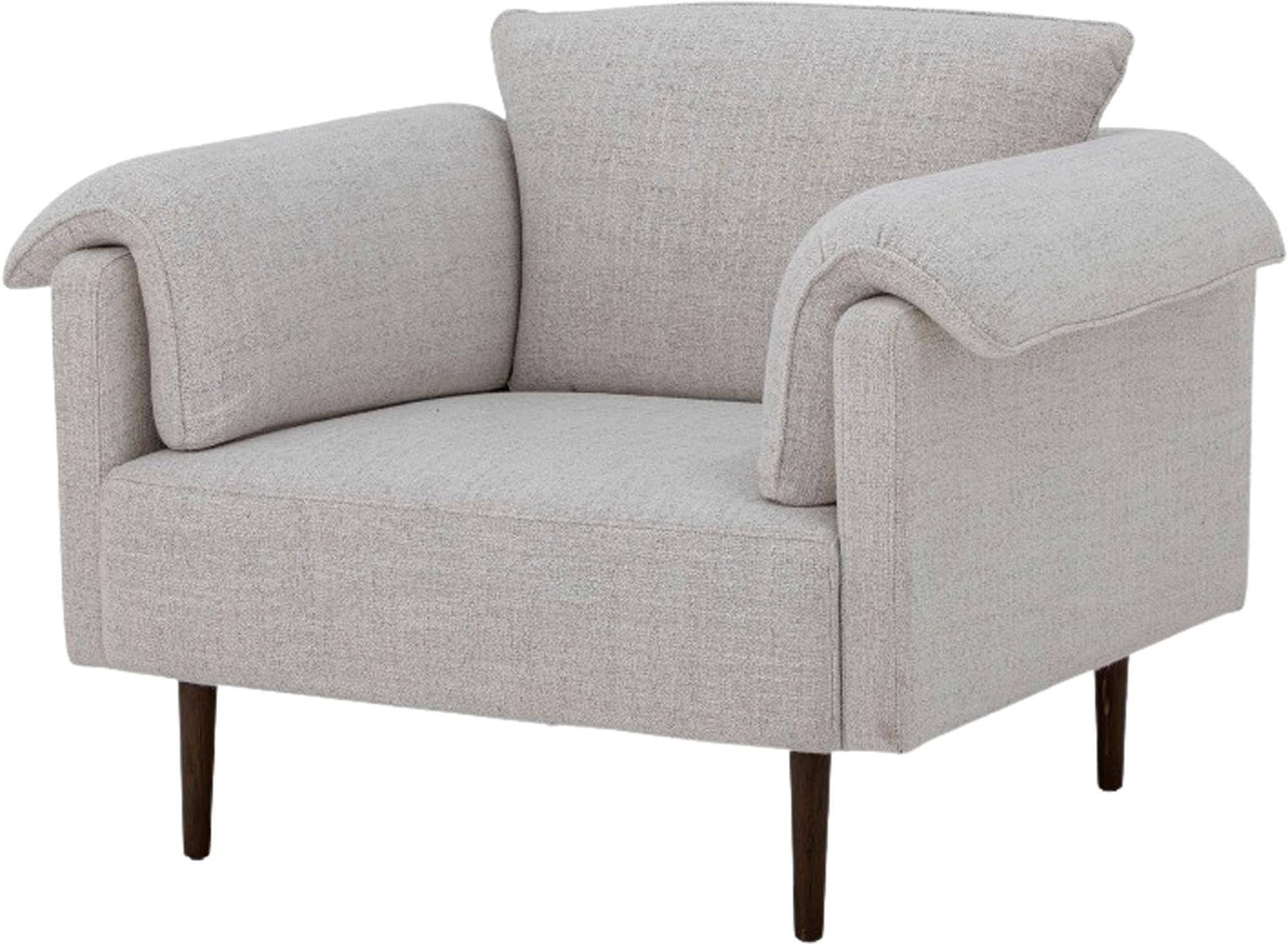Moderner Chesham Loungesessel von Bloomingville, weißer Bezug aus Polyester, zeitloses Design, perfekt für stilvolle Wohnräume.