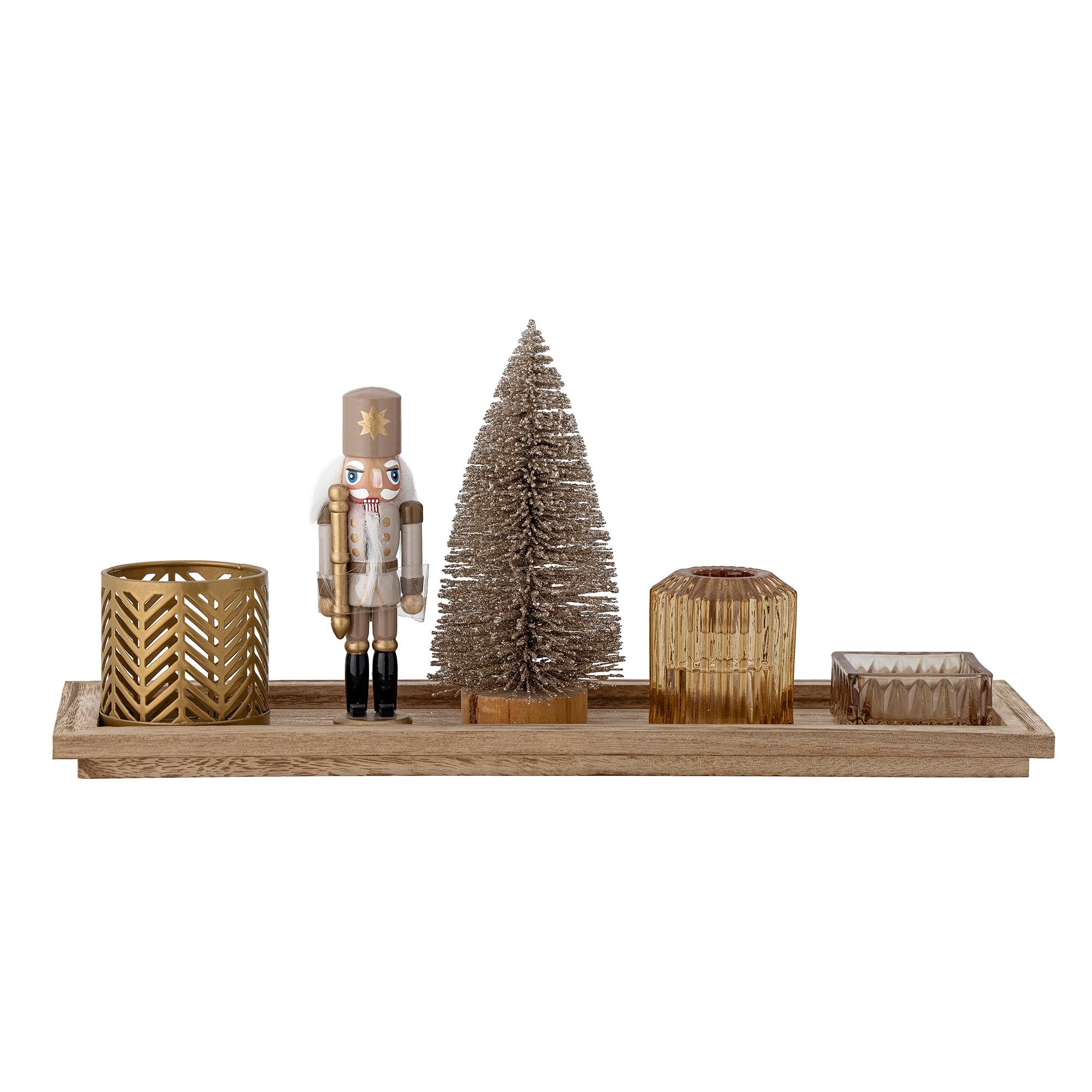 Sanga Tablett mit Teelichthaltern, Braun, Glas in Brown präsentiert im Onlineshop von KAQTU Design AG. Teelichthalter ist von Bloomingville