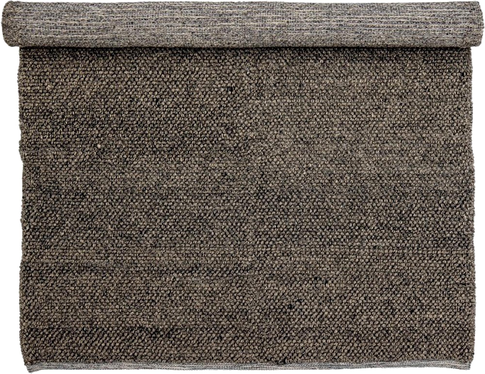 Eleganter grauer Wollteppich, zeitlos und gemütlich, ideal für jeden Raum.