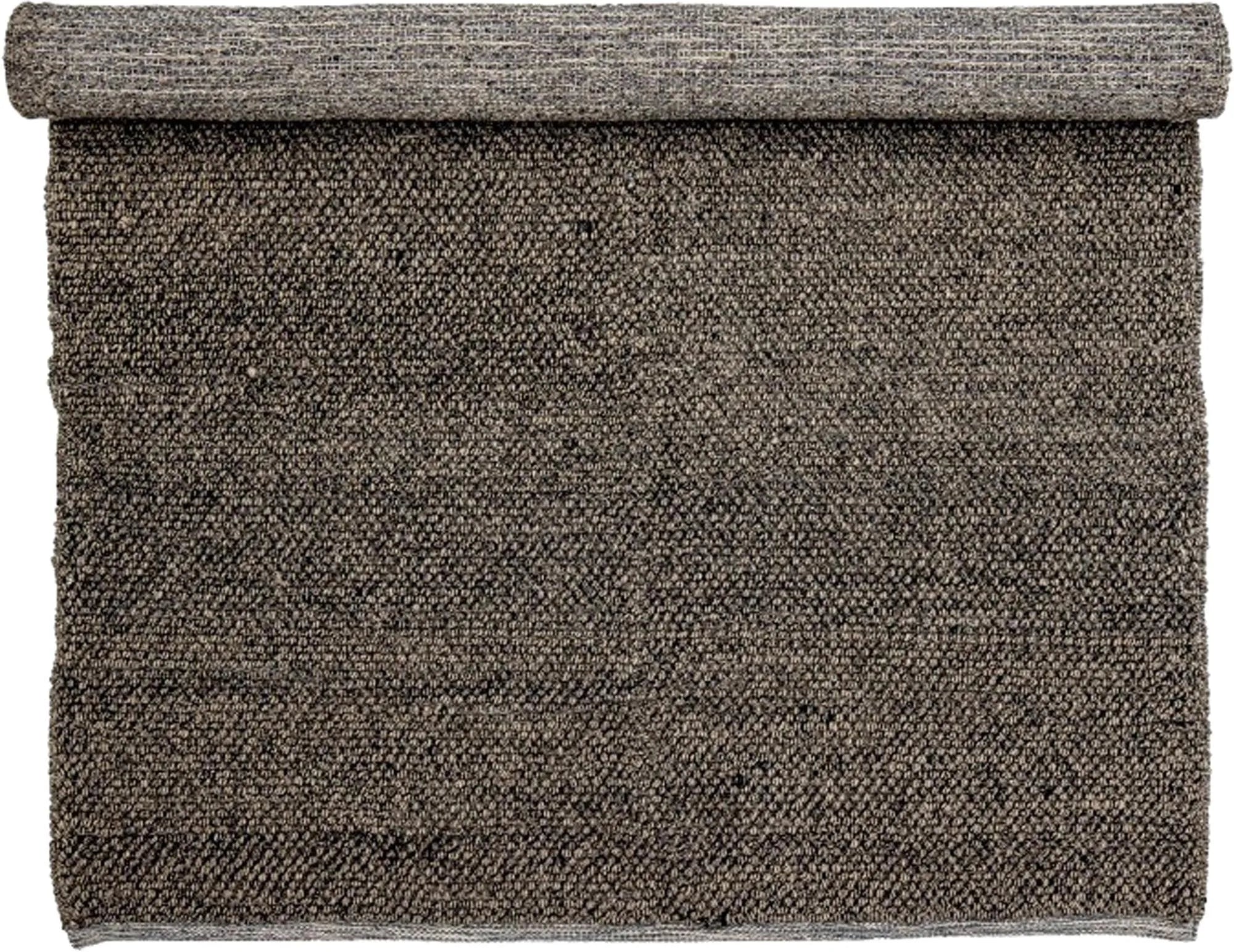 Eleganter grauer Wollteppich, zeitlos und gemütlich, ideal für jeden Raum.