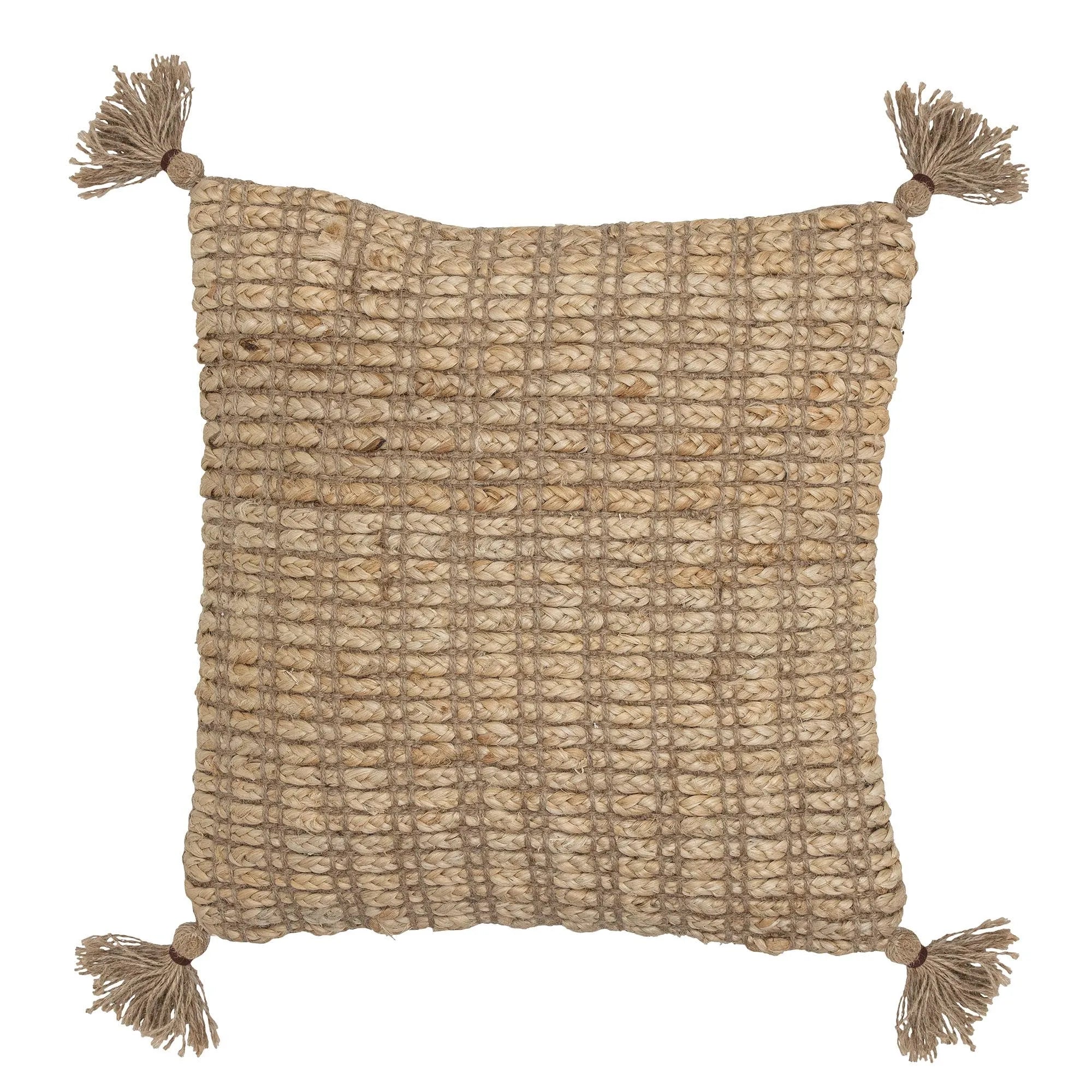 Felina Kissen von Bloomingville: Rustikaler Charme aus Jute & Baumwolle, mit Quasten, ideal für drinnen & draußen, pflegeleicht & elegant.