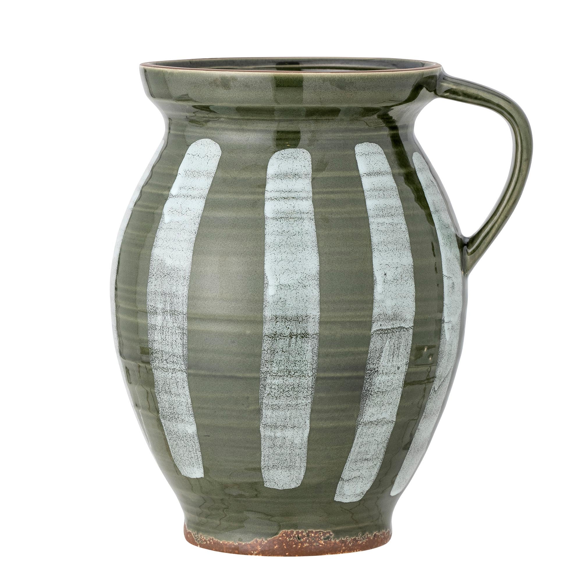 Frigg Vase von Bloomingville: Handdekoriertes Steingut in Grün, einzigartig und vielseitig für Blumen oder Deko.