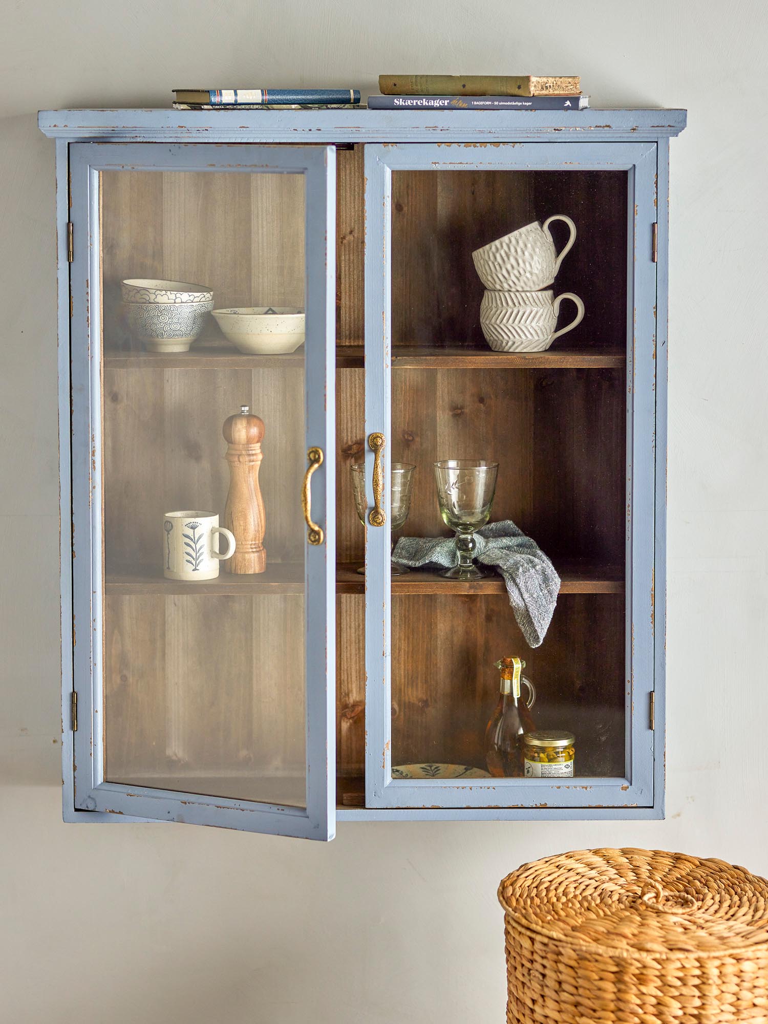 Armoire Hazem, bleu, bois de sapin
