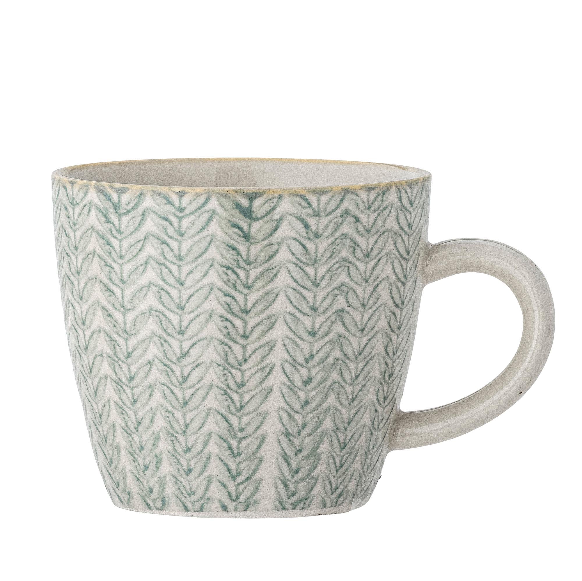 Elegante Maple Tasse aus Steingut, blaues Unikat-Design, ergonomisch, langlebig, ideal für Kaffee, Tee oder heisse Schokolade.