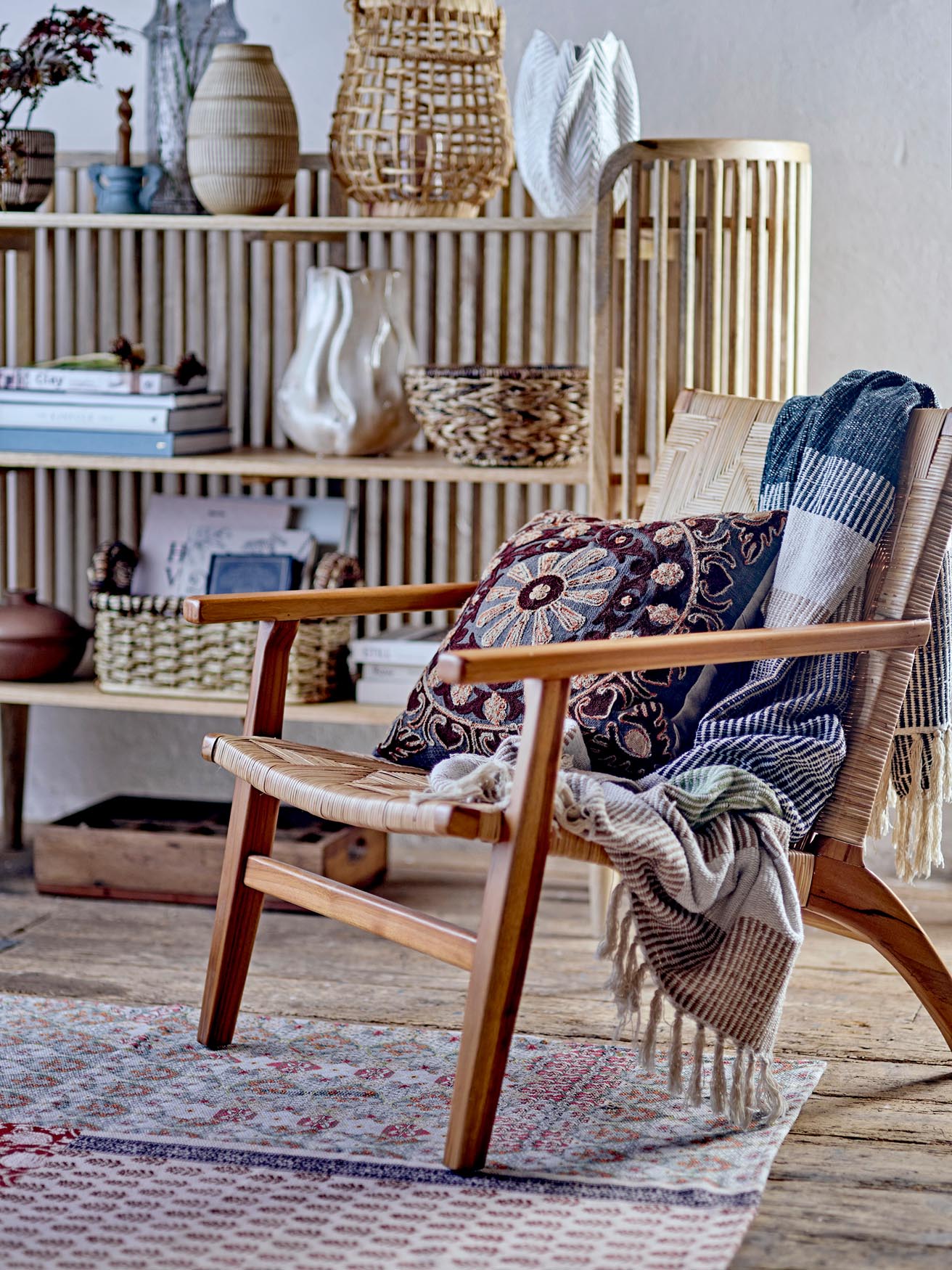 Eleganter Ysolde Teppich in Blau aus Baumwolle von Creative Collection.