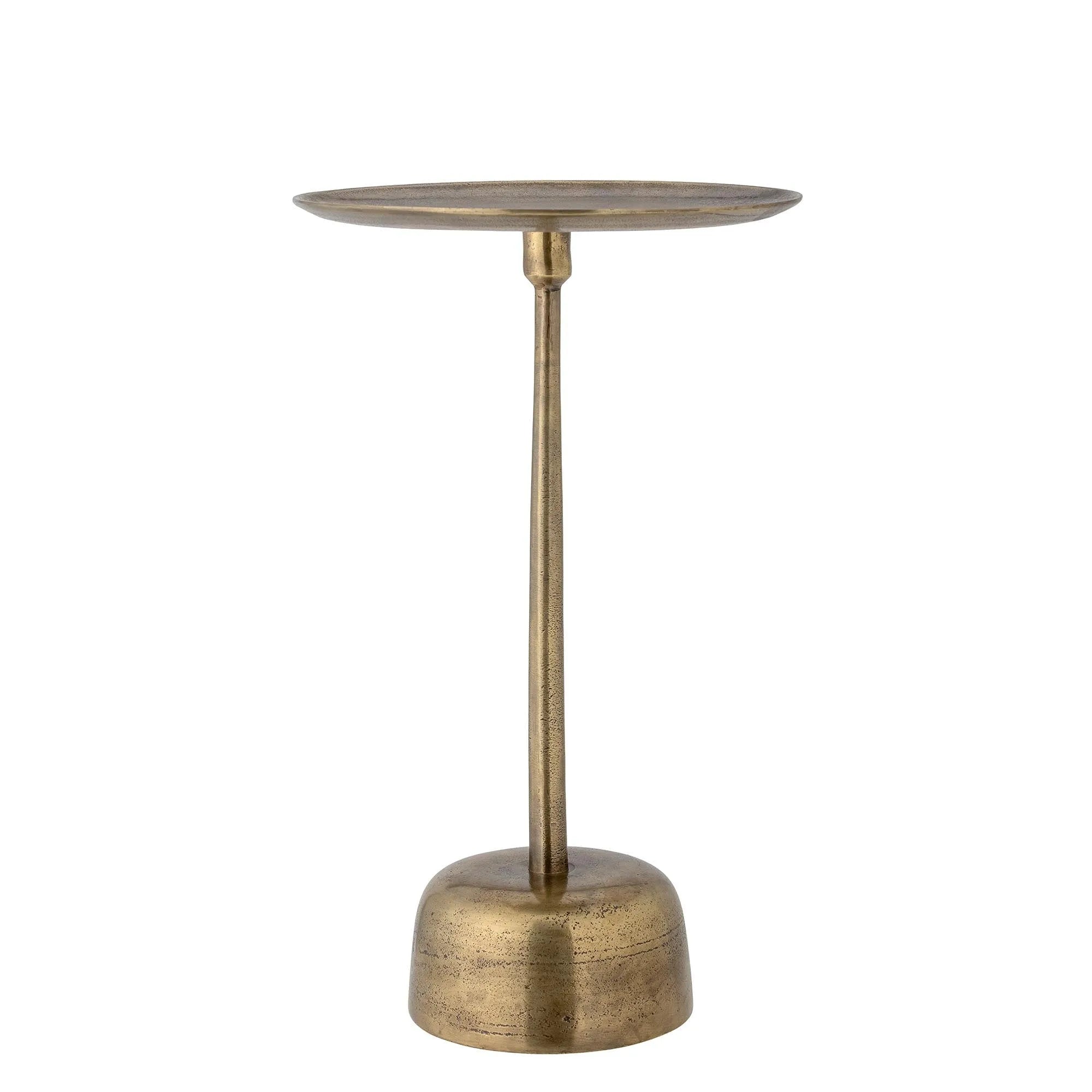 Eleganter Maris Beistelltisch aus Aluminium im edlen Messinglook, vielseitig, langlebig und pflegeleicht. Perfekt für jeden Raum.
