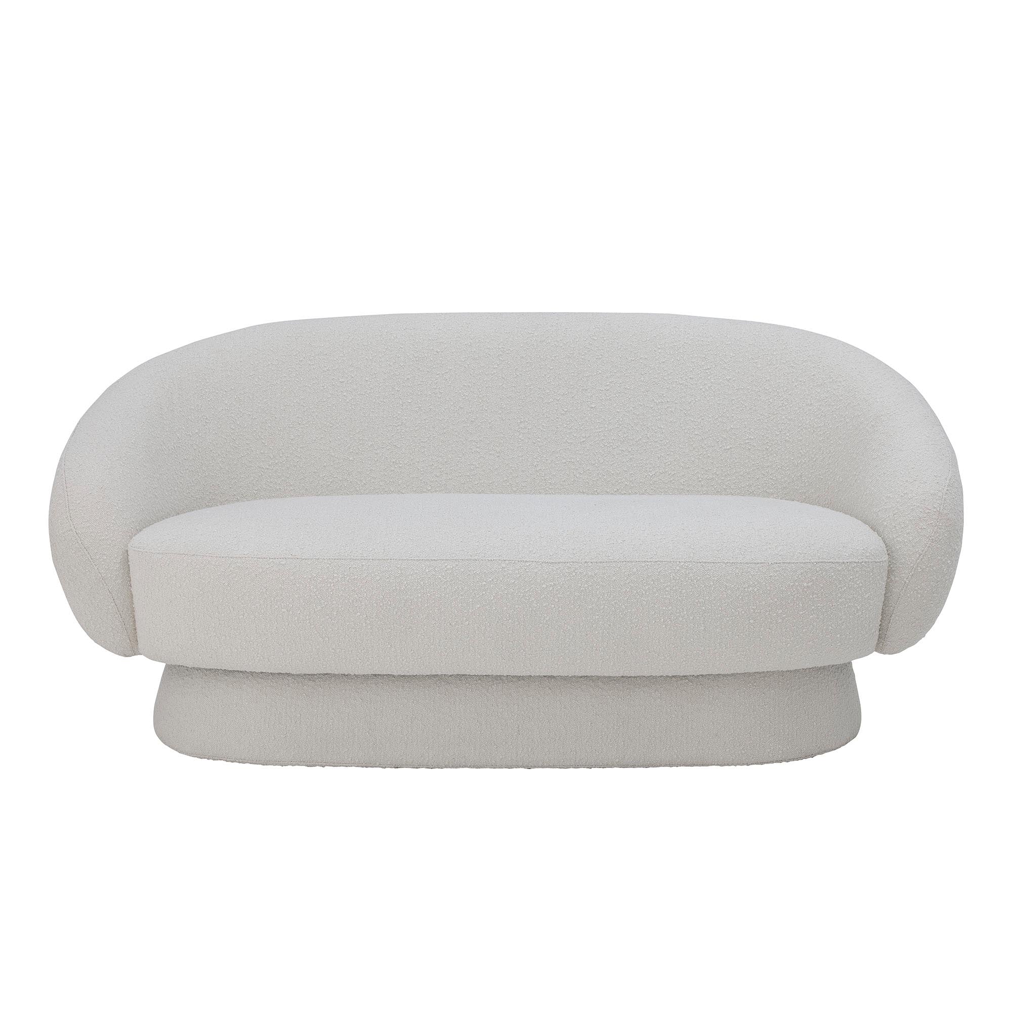 Elegantes 2er Sofa in Weiß, aus weichem Polyester, bietet hohen Sitzkomfort und passt perfekt in moderne Räume.