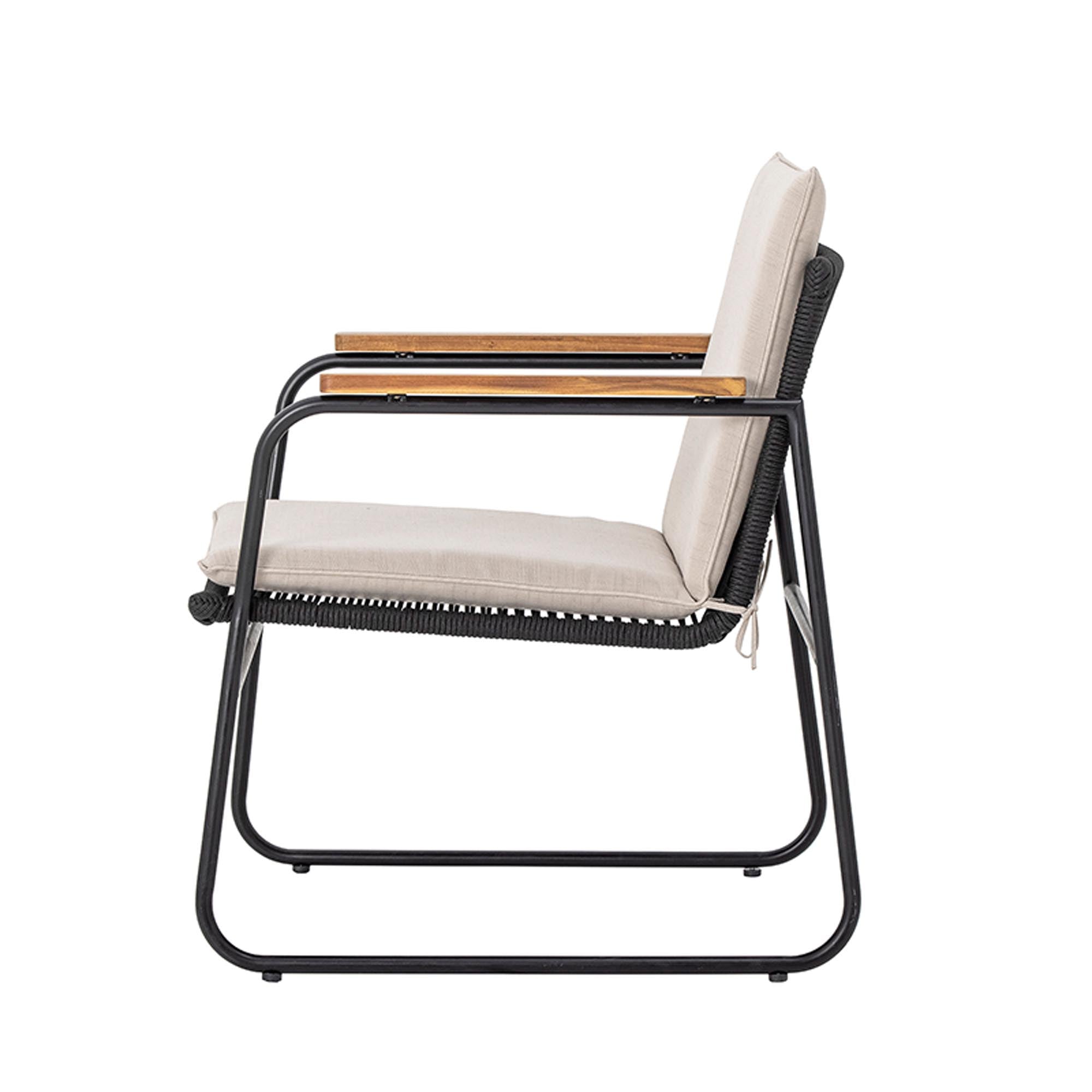 Eleganter Bloomingville Loungesessel aus schwarzem Metall, Hampton.