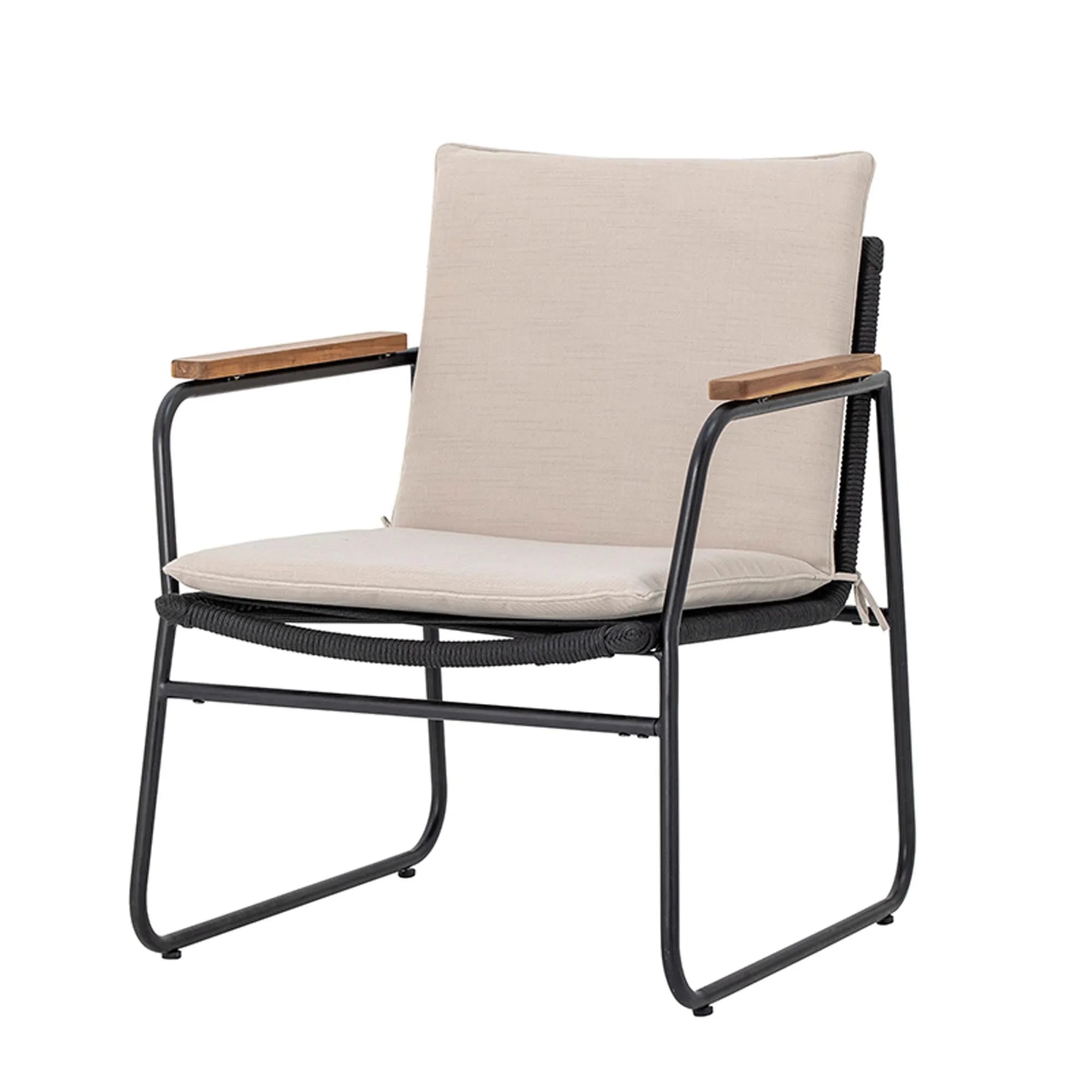 Eleganter Bloomingville Loungesessel in Schwarz, Metallrahmen.