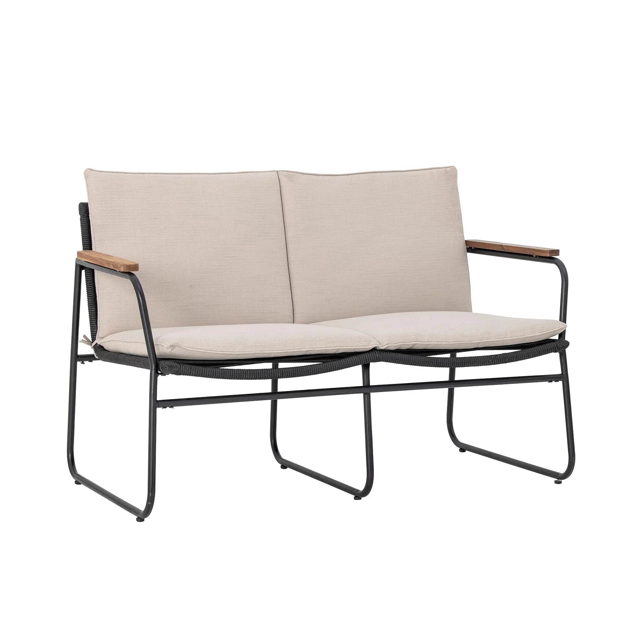 Stilvolles Bloomingville Sofa in Schwarz mit robustem Metallgestell.