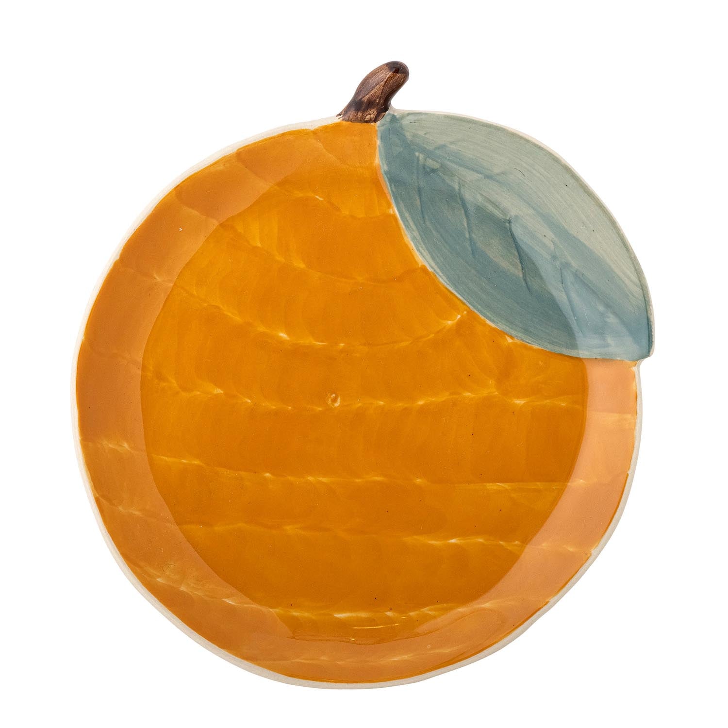 Der orangefarbene Agnes Teller von Bloomingville Mini aus robustem Steingut ist ideal für Kinder und den täglichen Gebrauch.