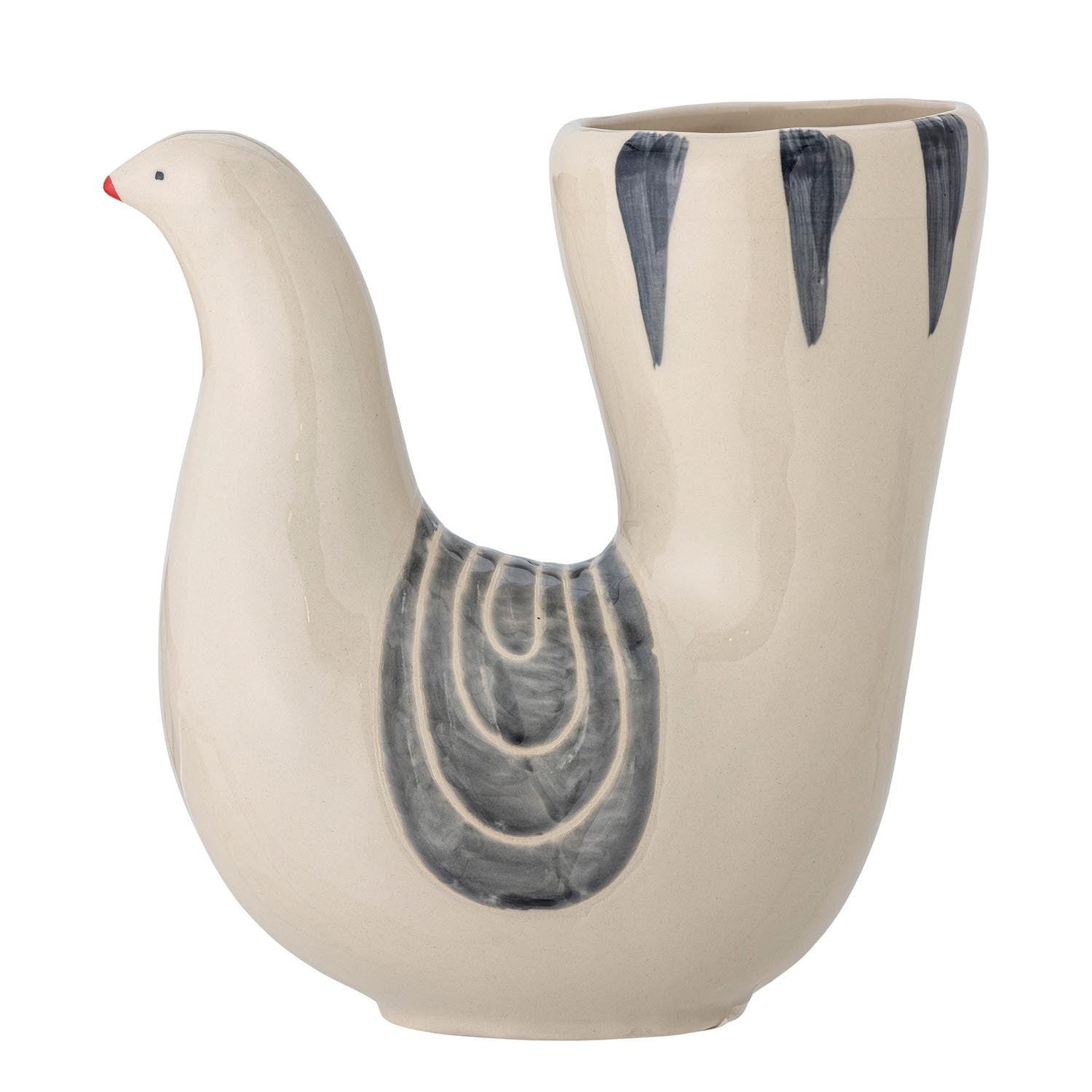 Die Trudy Vase von Bloomingville: Elegante Steingutkunst in Weiß, handbemalt, mit einzigartiger Silhouette. Ideal für Blumen oder als Deko.