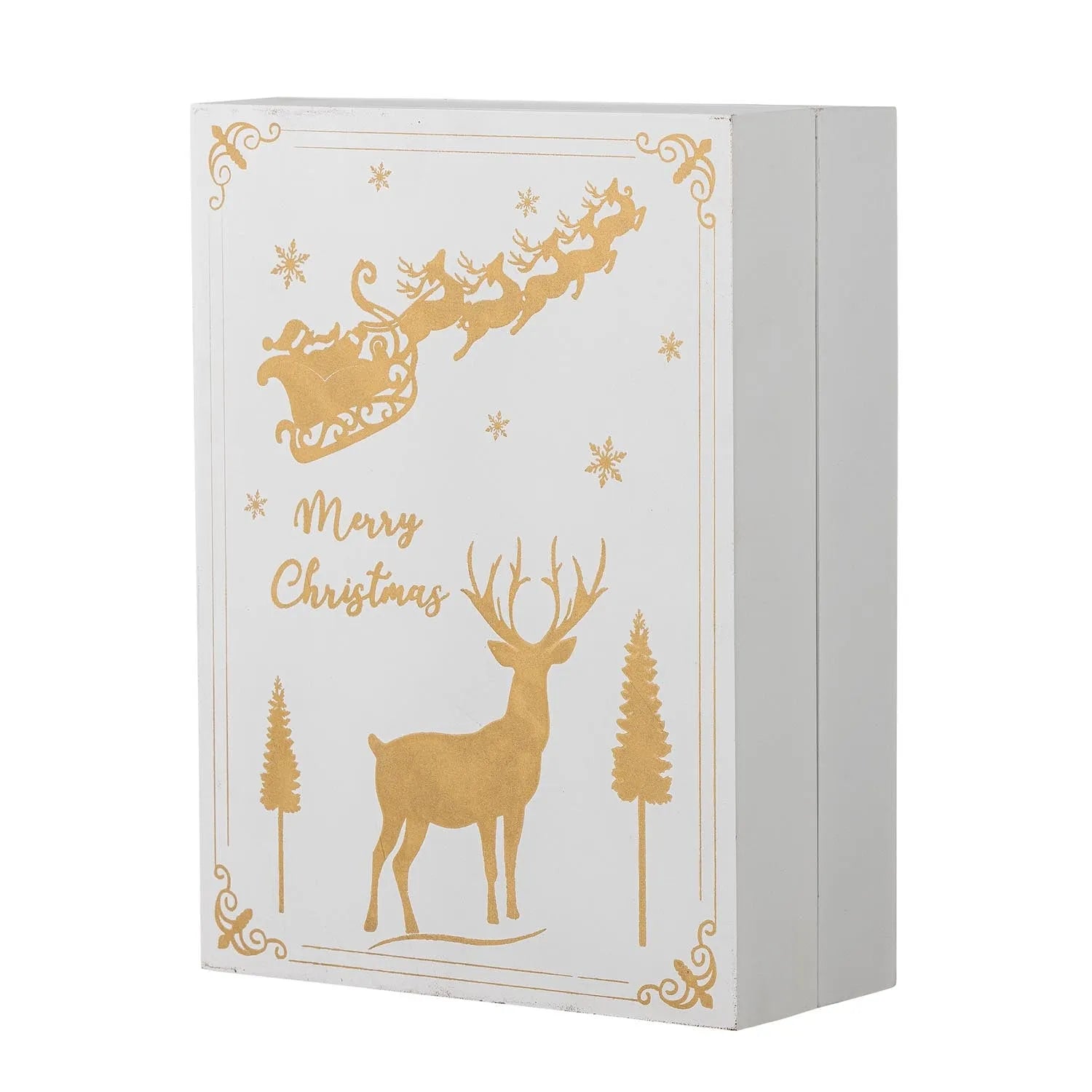 Eleganter Adventskalender aus Sperrholz mit warmem Licht, 24 Schubladen für kreative Überraschungen.