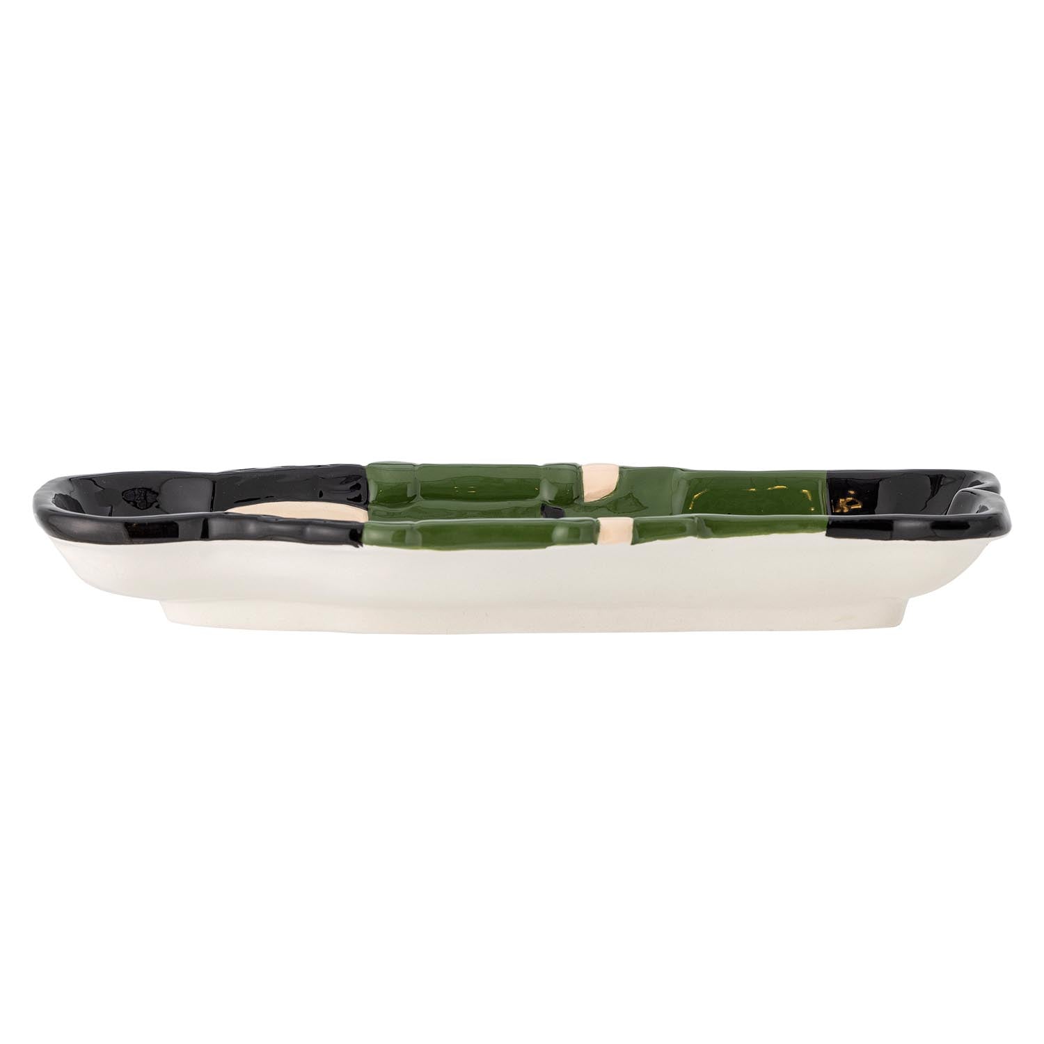 Elegante grüne Servierplatte aus Steingut von Bloomingville, ideal für stilvolles Anrichten und Servieren von Speisen.