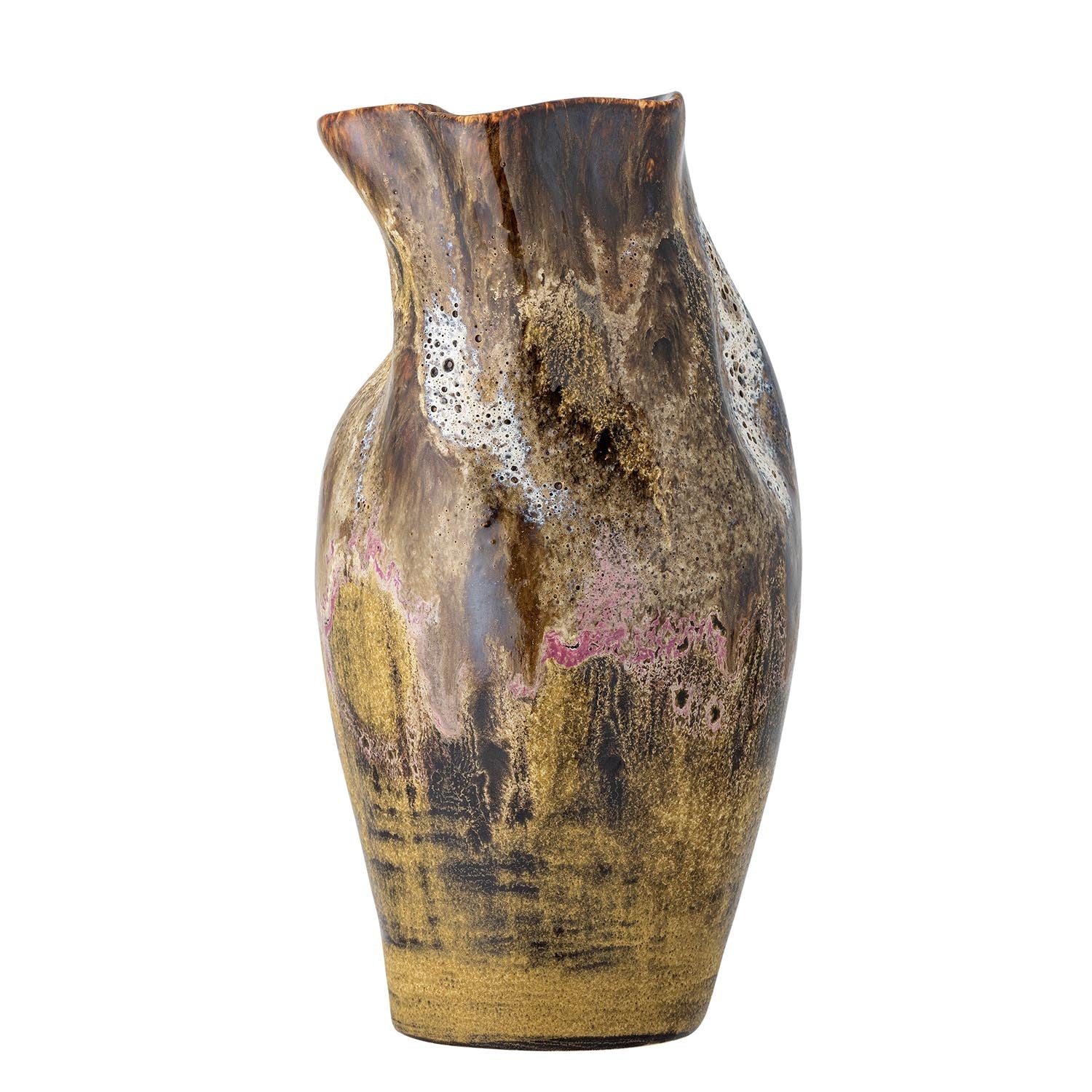 Der Benoit Vase von Bloomingville aus braunem Steingut besticht durch sein elegantes Design und natürliche Ästhetik.