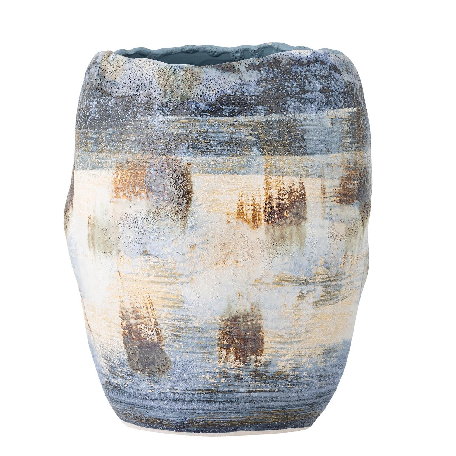 Die Nienna Vase von Bloomingville aus blauem Steingut überzeugt mit stilvollem Design und erstklassiger Qualität.