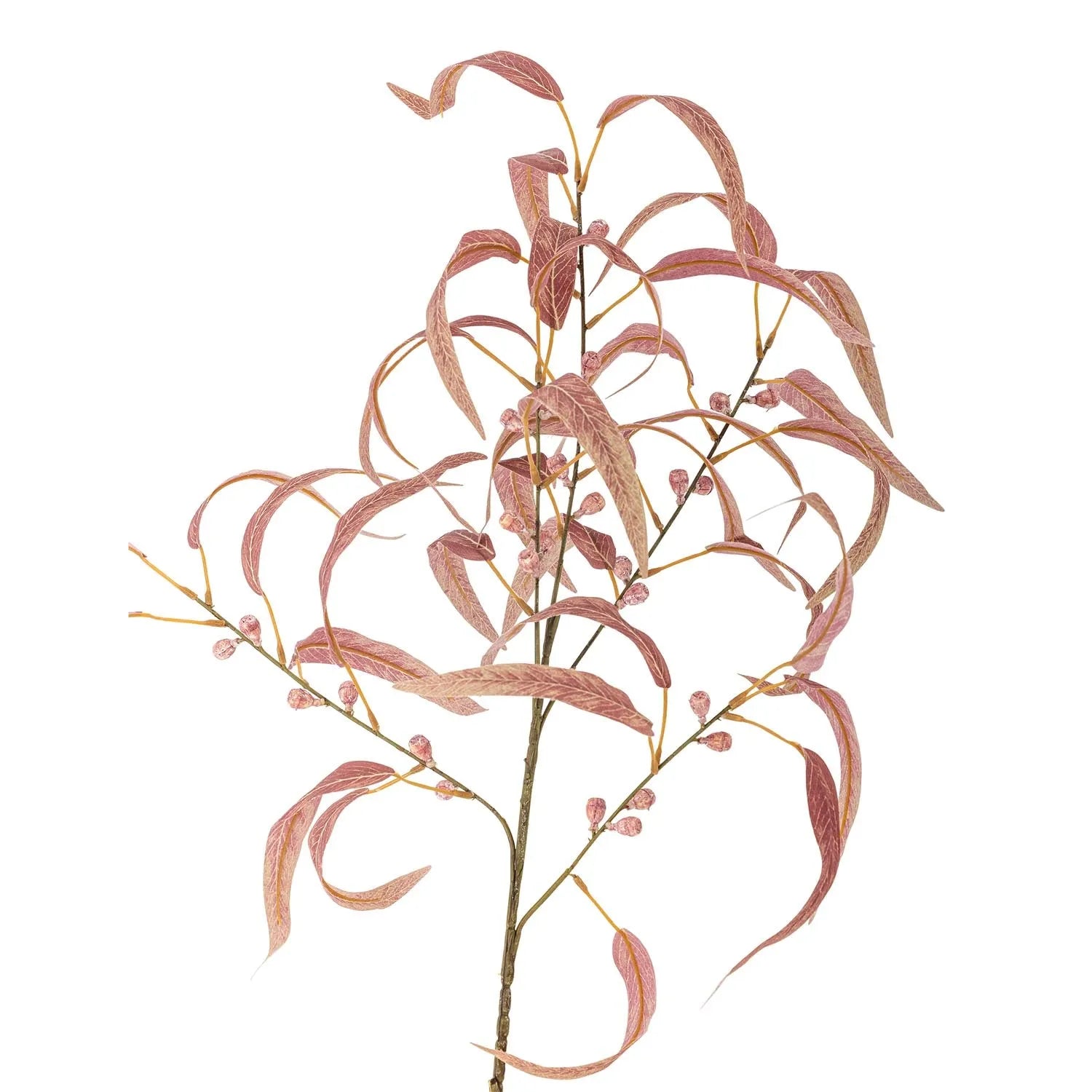 Ein eleganter, roter Eucalyptus Stiel von Bloomingville, der realistisch und pflegeleicht ist, ideal für stilvolle Dekorationen.