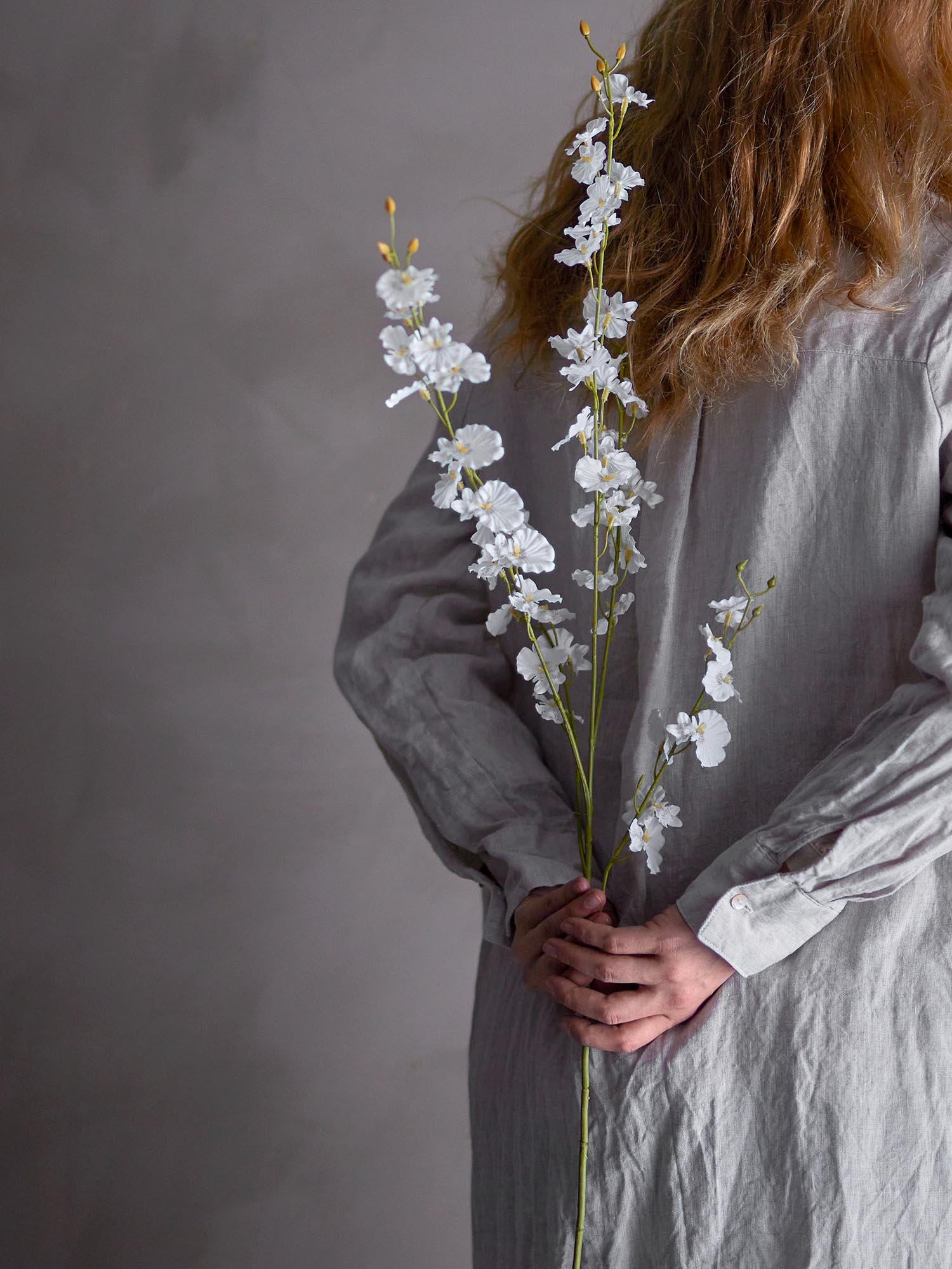 Gambo di orchidee, bianchi, fiori artificiali