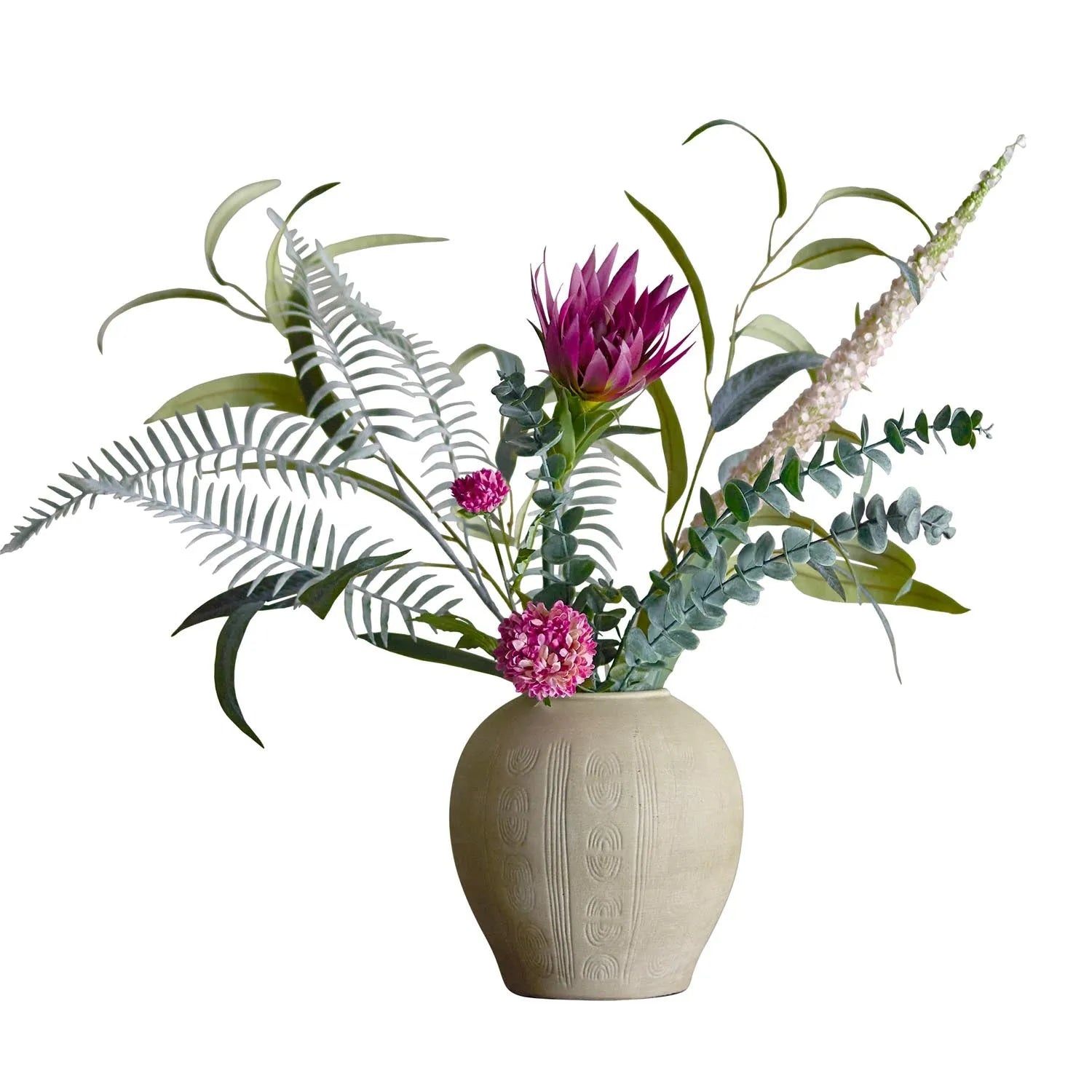 Ein eleganter, roter Kunstblumenstrauß von Bloomingville, der mit seiner zeitlosen Schönheit und Pflegeleichtigkeit besticht.