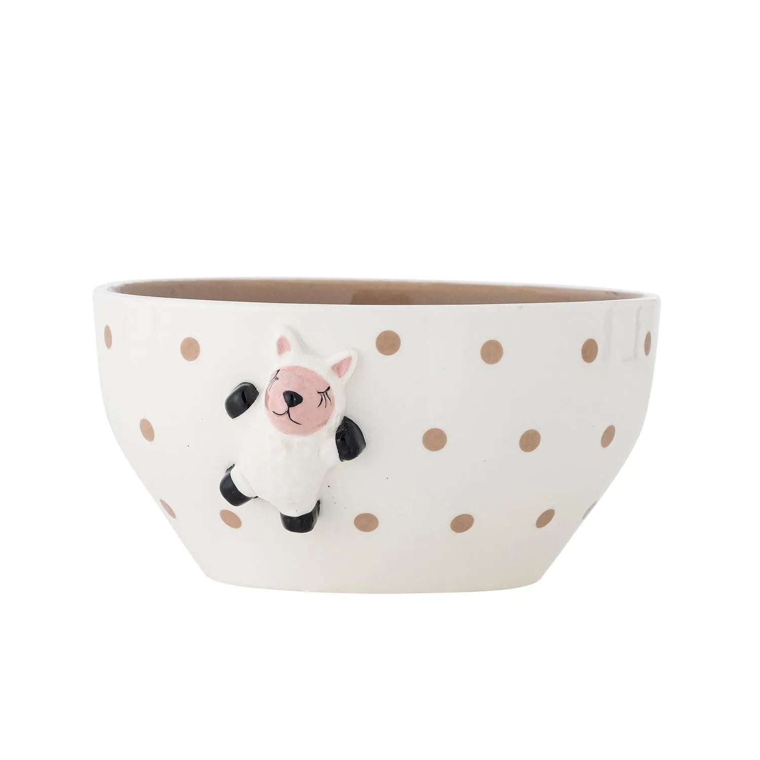 Charmante Steingutschale mit handbemaltem Schafmotiv, ideal für Snacks oder als dekoratives Element im Kinderzimmer.