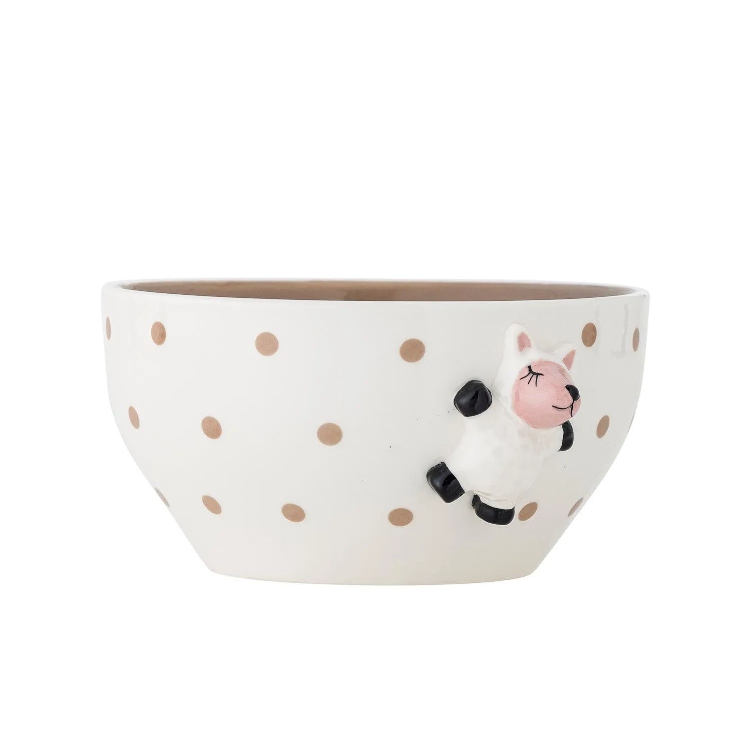 Charmante Steingutschale mit handbemaltem Schafmotiv, ideal für Snacks oder als dekoratives Element im Kinderzimmer.