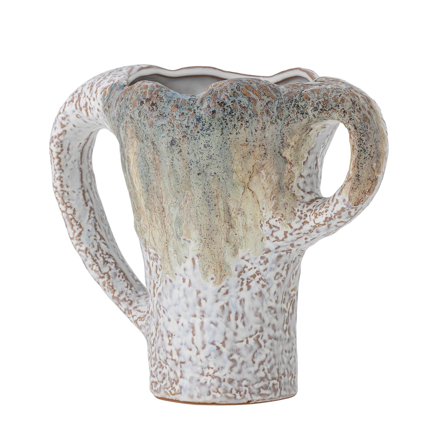 Die grüne Ledger Vase von Bloomingville aus Steingut überzeugt mit ihrem eleganten Design und ist ein Highlight für jede Einrichtung.