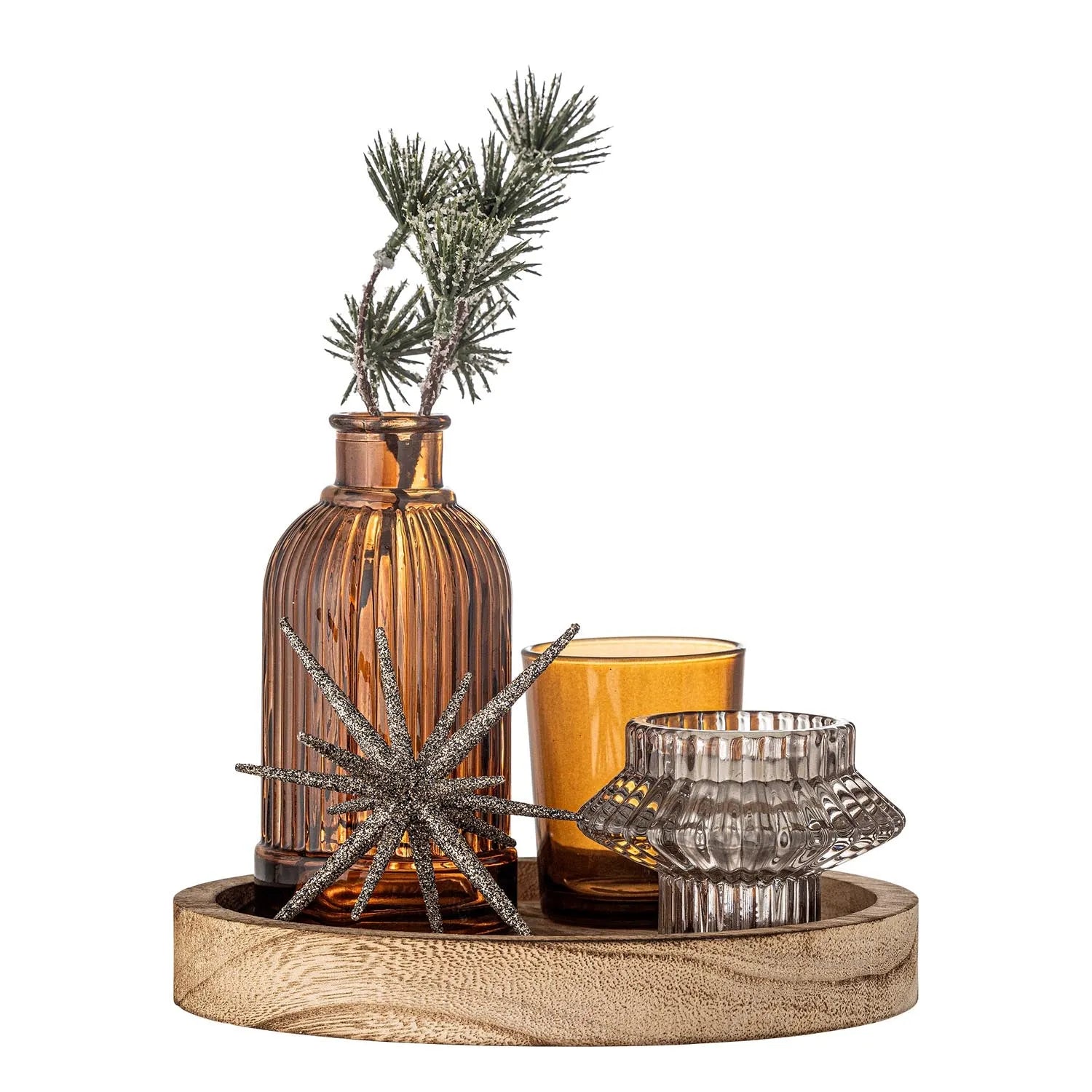 Sanga Tablett mit Teelichthaltern, Gold, Glas in Gold präsentiert im Onlineshop von KAQTU Design AG. Teelichthalter ist von Bloomingville