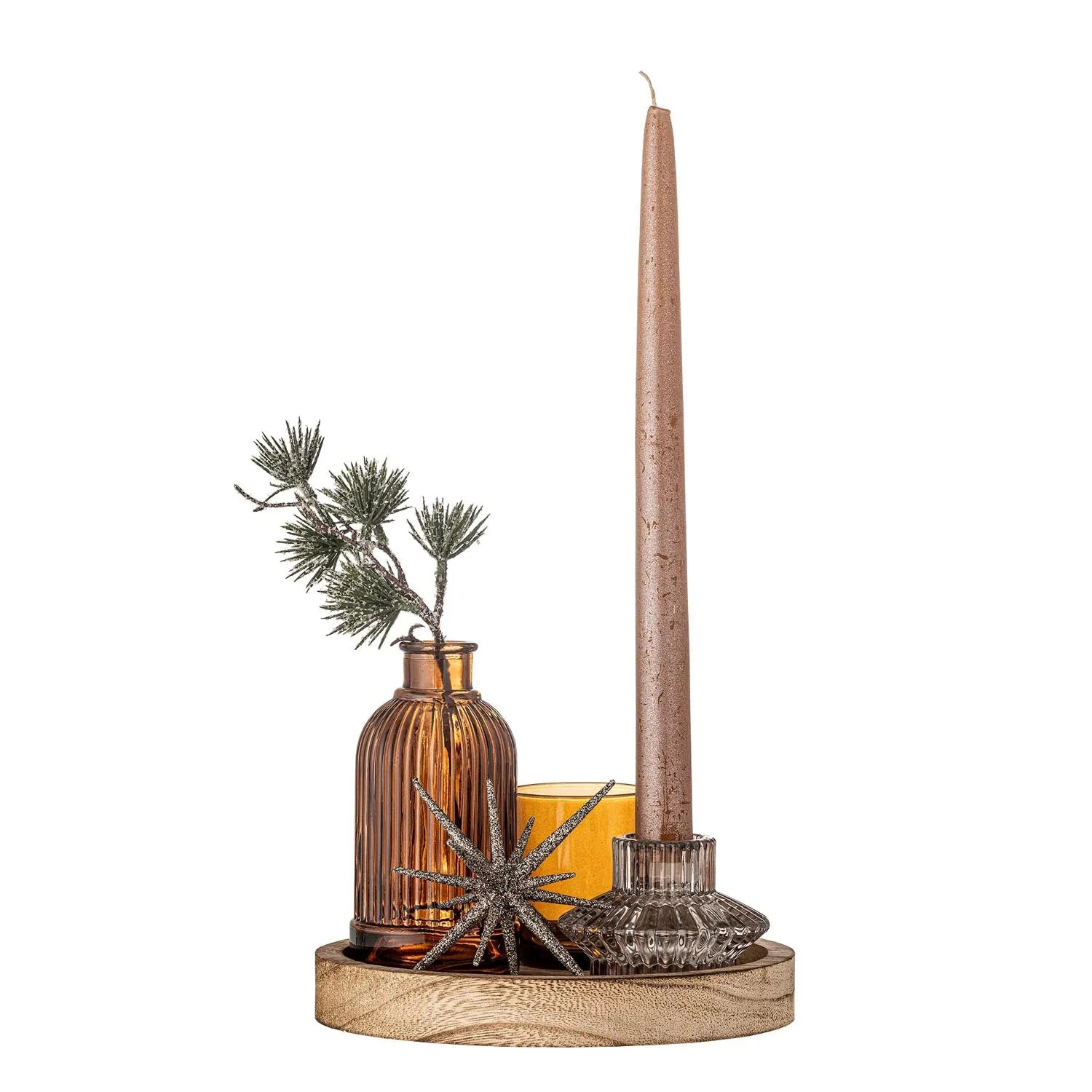 Sanga Tablett mit Teelichthaltern, Gold, Glas in Gold präsentiert im Onlineshop von KAQTU Design AG. Teelichthalter ist von Bloomingville