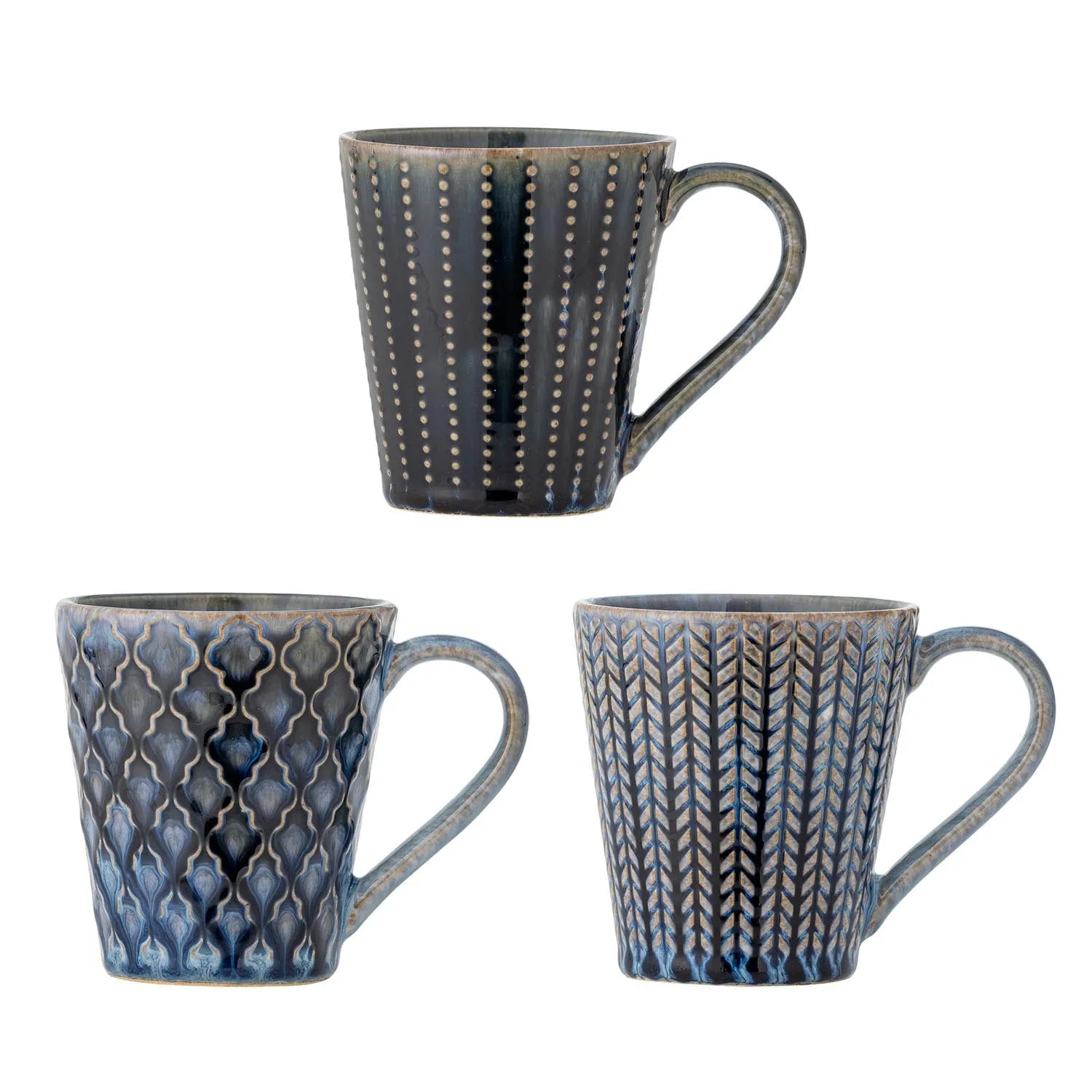 Elegante Elanor Becher aus blauem Steingut, einzigartig durch reaktive Glasur, ideal für Kaffee, Tee, spülmaschinen- und mikrowellenfest.