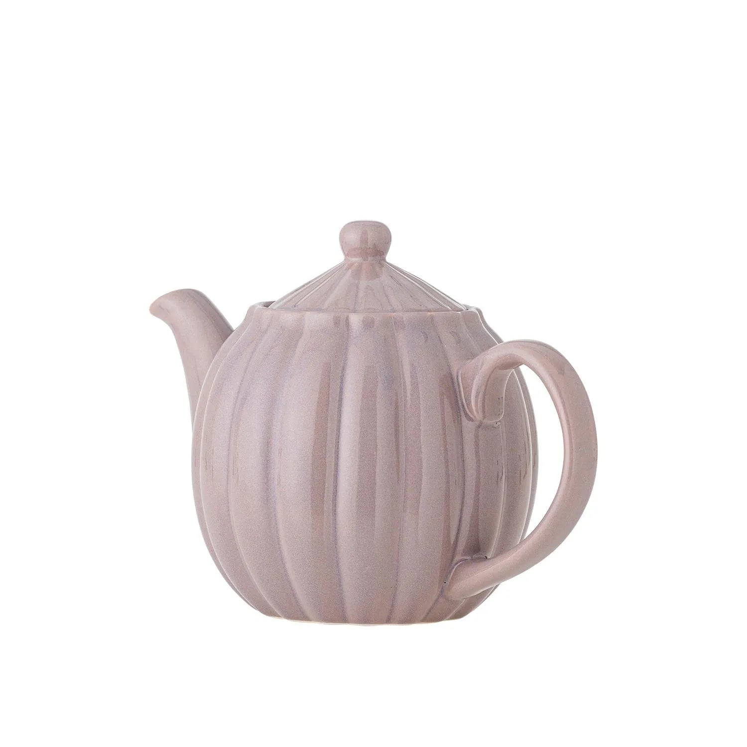 Elegante rosa Steingut-Teekanne mit robustem Design, ideal für stilvolle Teemomente.