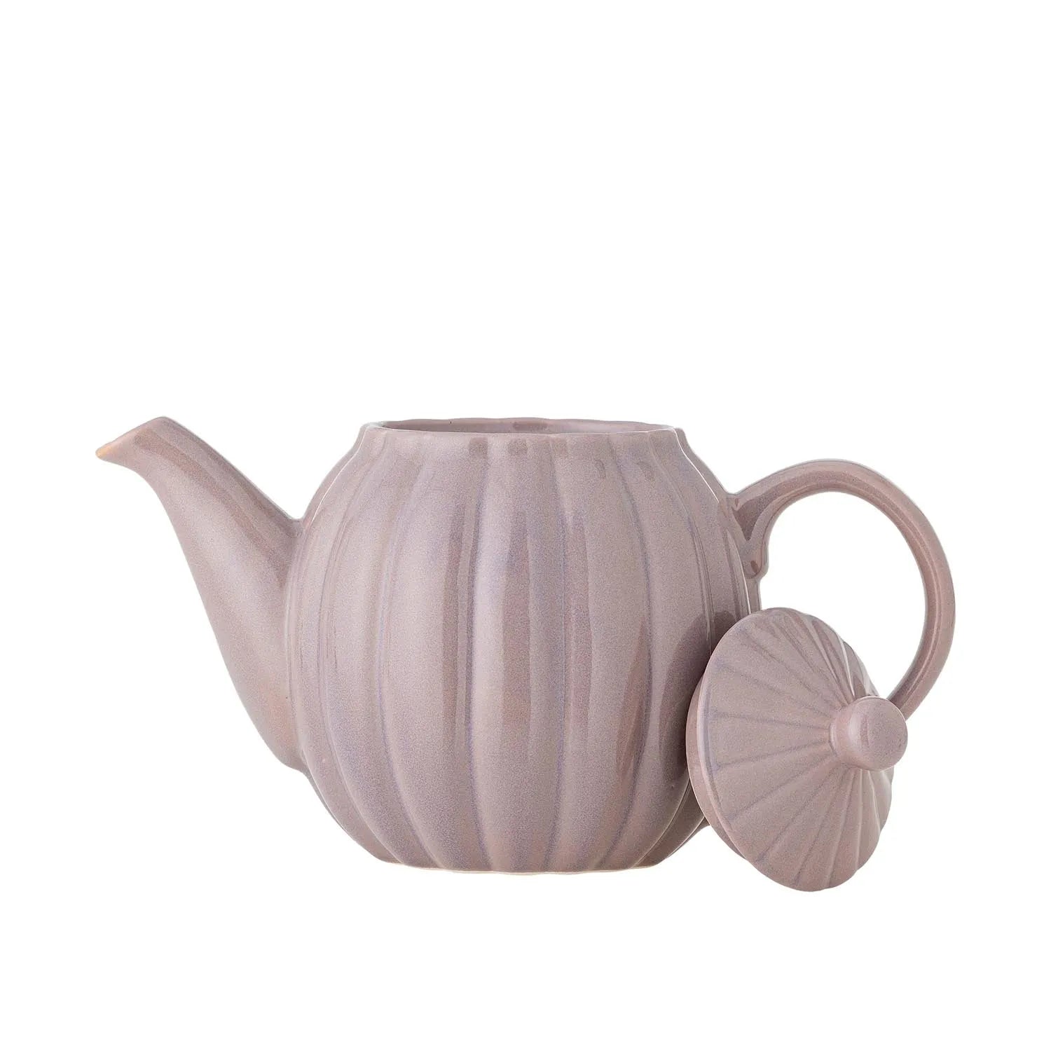 Elegante rosa Steingut-Teekanne mit robustem Design, ideal für stilvolle Teemomente.