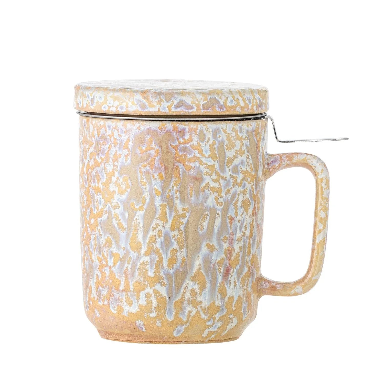 Yuma Becher: Stilvoller Steingutbecher mit Deckel & Teesieb. Perfekt für Teeliebhaber, robust & elegant. Ideal für heiße Getränke.