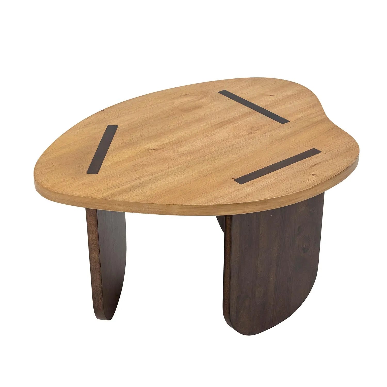 Eleganter Couchtisch aus Gummibaumholz, vereint skandinavisches Design mit Funktionalität und natürlicher Schönheit.