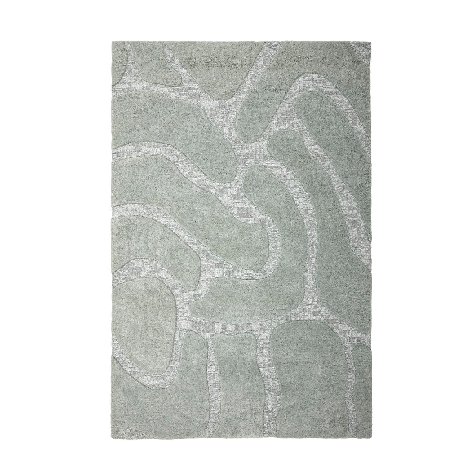 Eleganter Darlington Teppich aus grüner Wolle von Bloomingville, ideal für stilvolle und gemütliche Wohnräume.