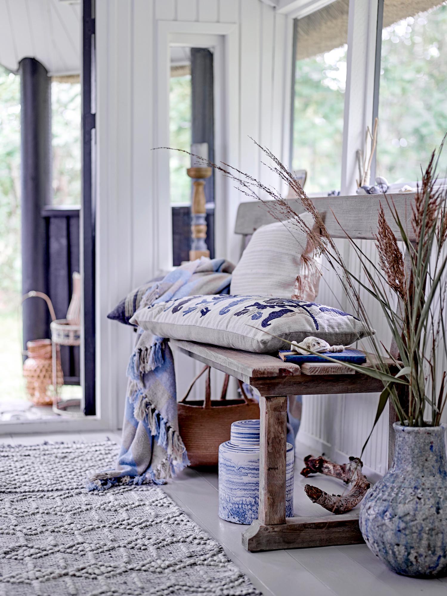 Largs Decke, Blue, Recycelte Baumwolle