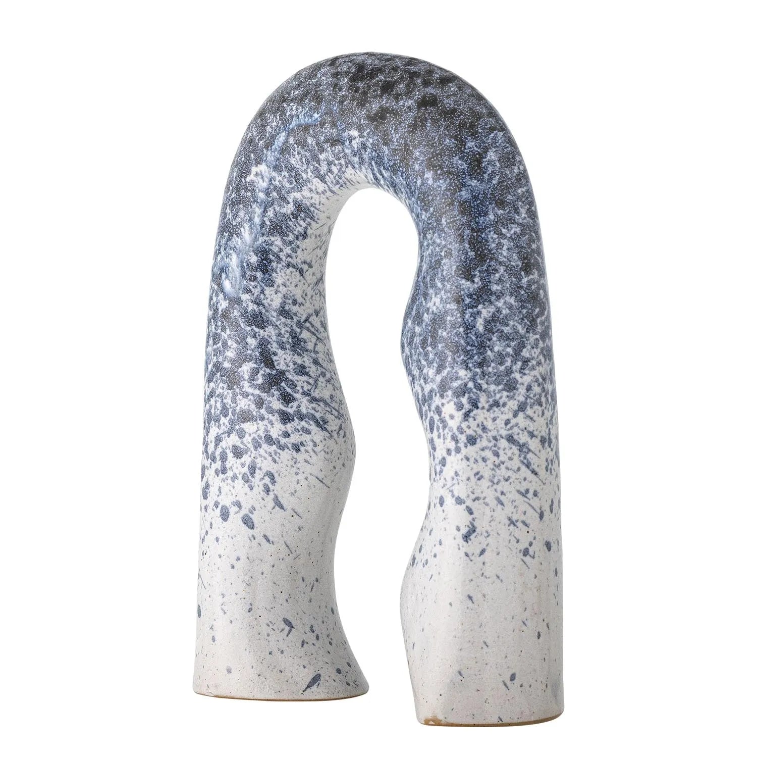 Elegantes Steingut-Dekoobjekt in Blau, handgefertigt mit reaktiver Glasur für einzigartige Farbnuancen.