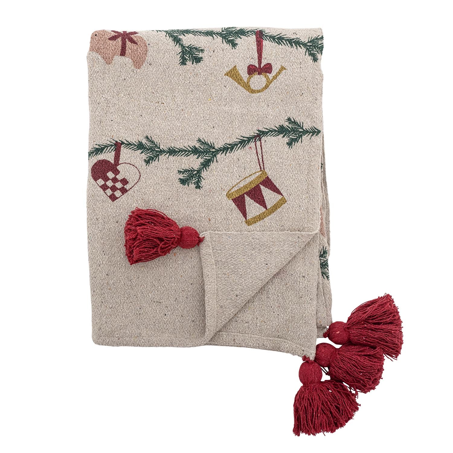Yule Decke, Natur, Recycelte Baumwolle in Natur präsentiert im Onlineshop von KAQTU Design AG. Wolldecke ist von Bloomingville