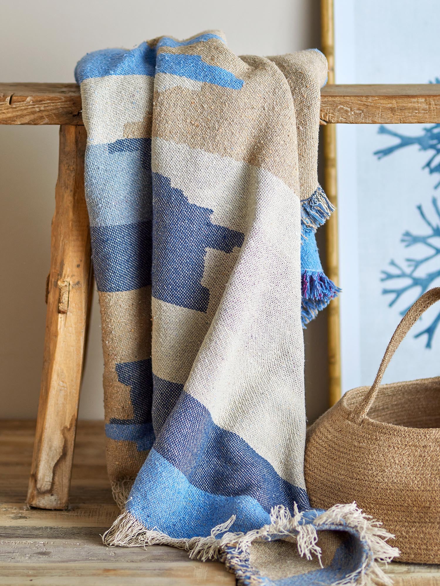 Maji Decke, Blue, Recycelte Baumwolle
