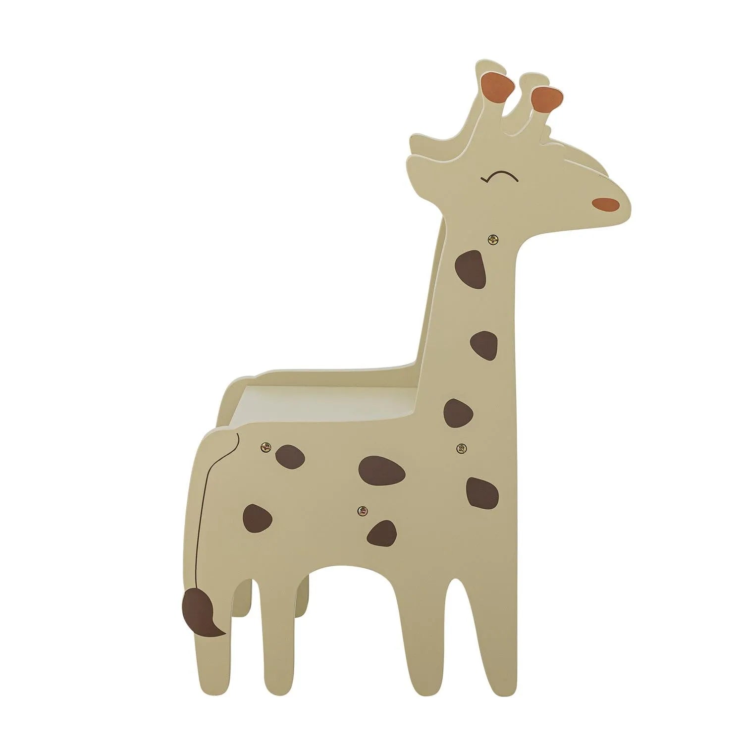 Der Ibber Stuhl in Giraffenform, aus grauem, FSC®100% MDF, vereint verspieltes Design mit nachhaltiger Qualität.