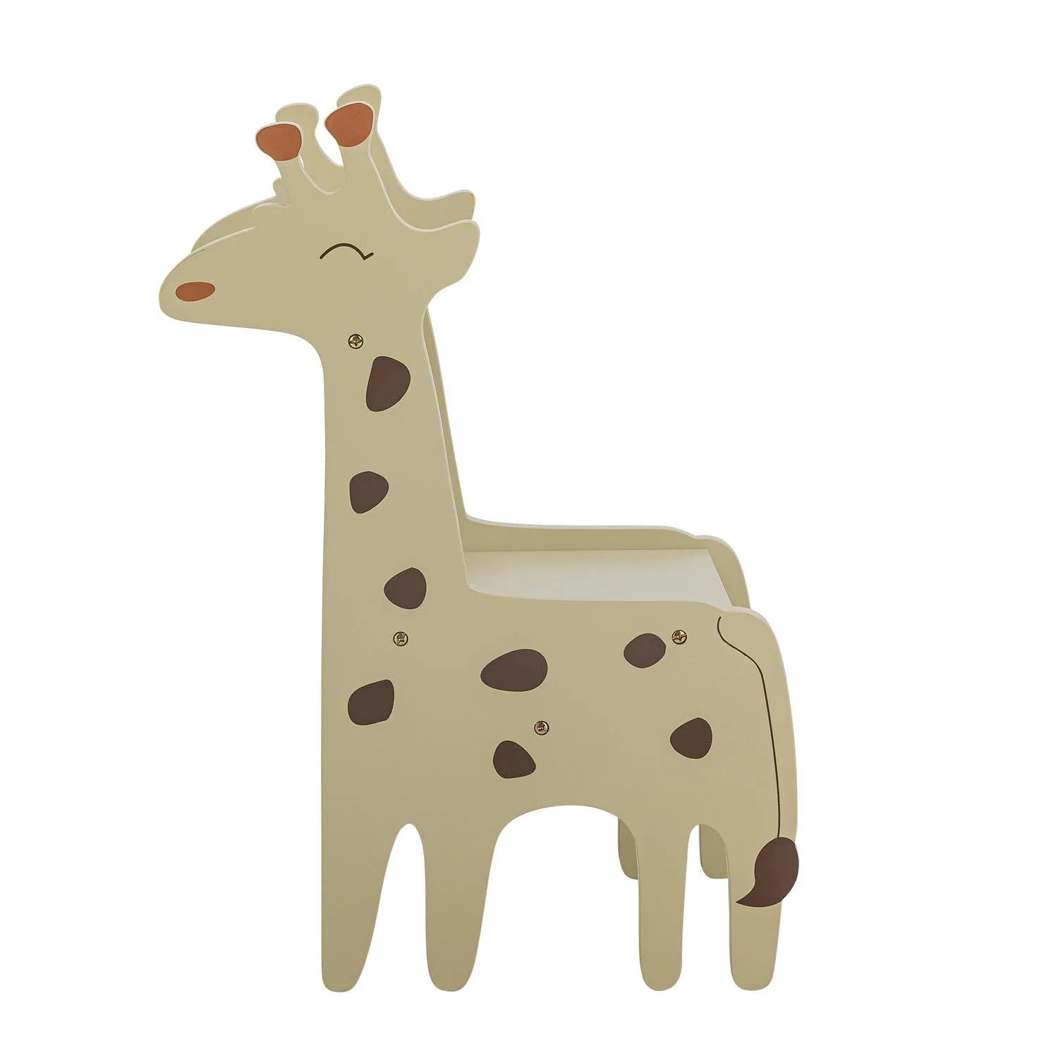 Der Ibber Stuhl in Giraffenform, aus grauem, FSC®100% MDF, vereint verspieltes Design mit nachhaltiger Qualität.