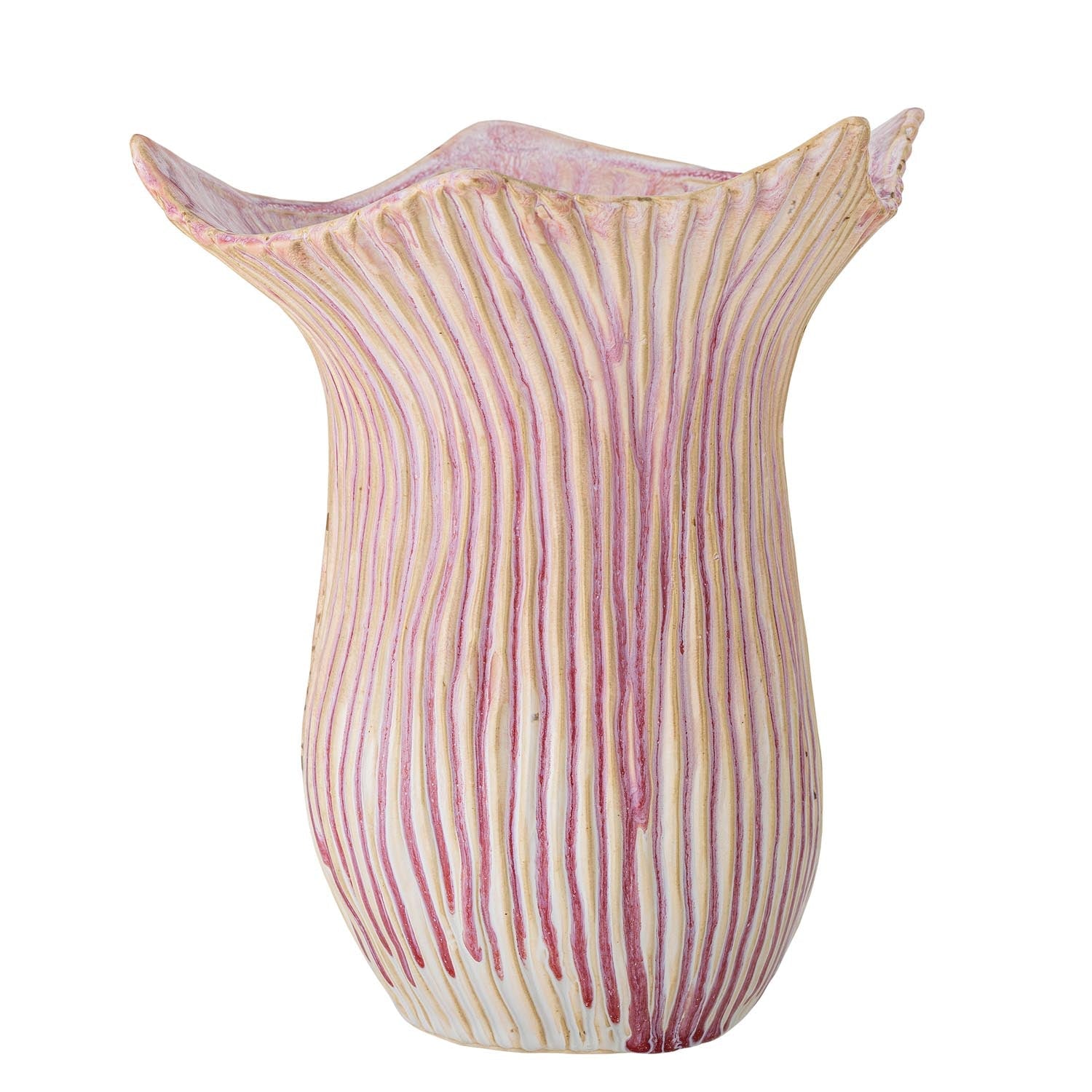 Elegante Steingutvase mit floralem Design, ideal für Rosen und stilvolle Dekorationen. Perfekt für ein charmantes Ambiente.