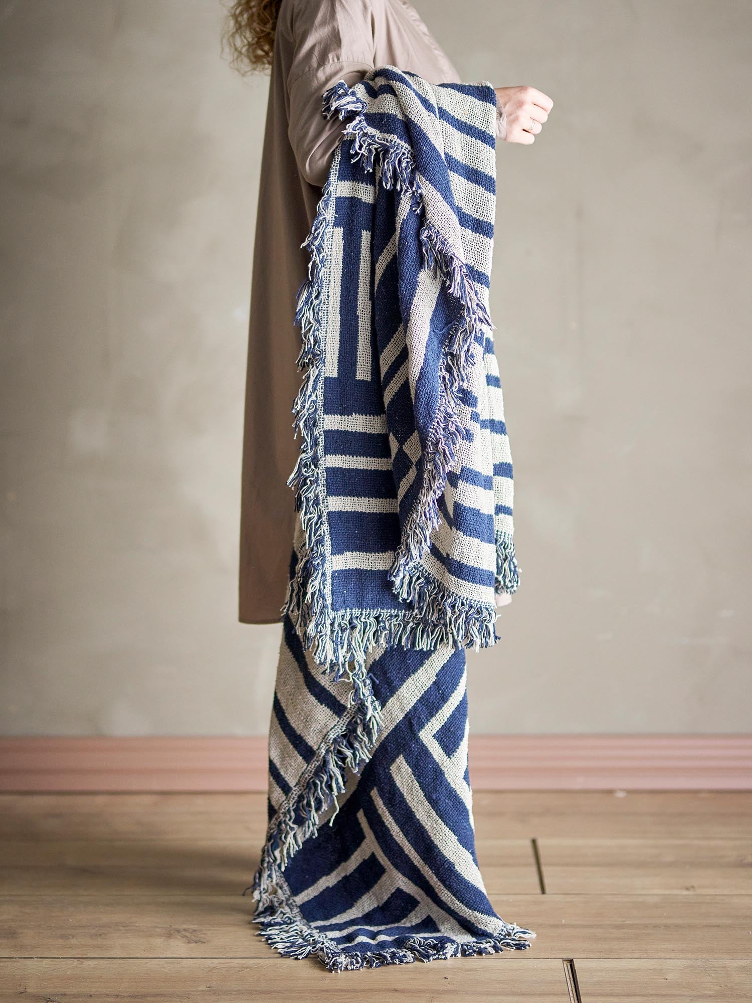 Frankie Decke, Blue, Recycelte Baumwolle