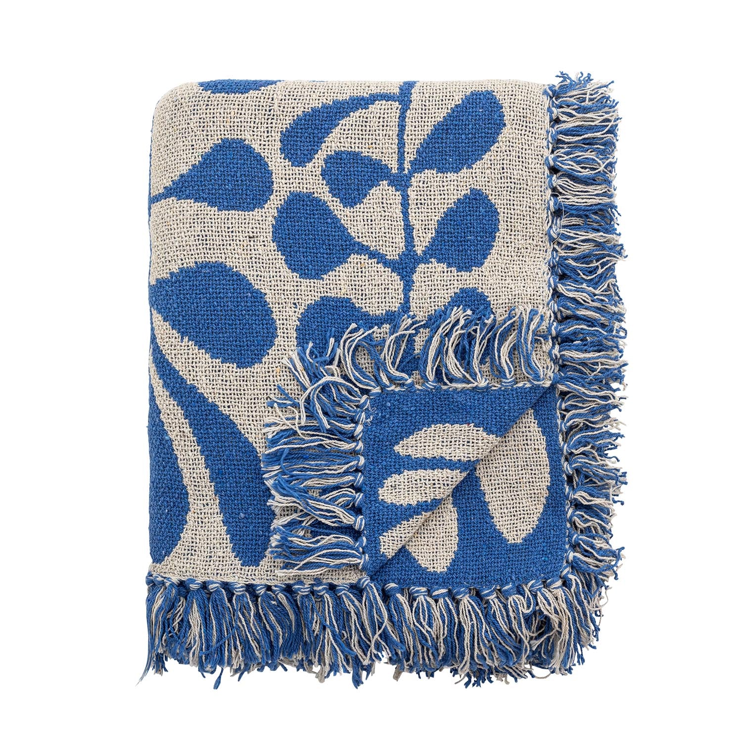 Nevine Decke, Blue, Recycelte Baumwolle