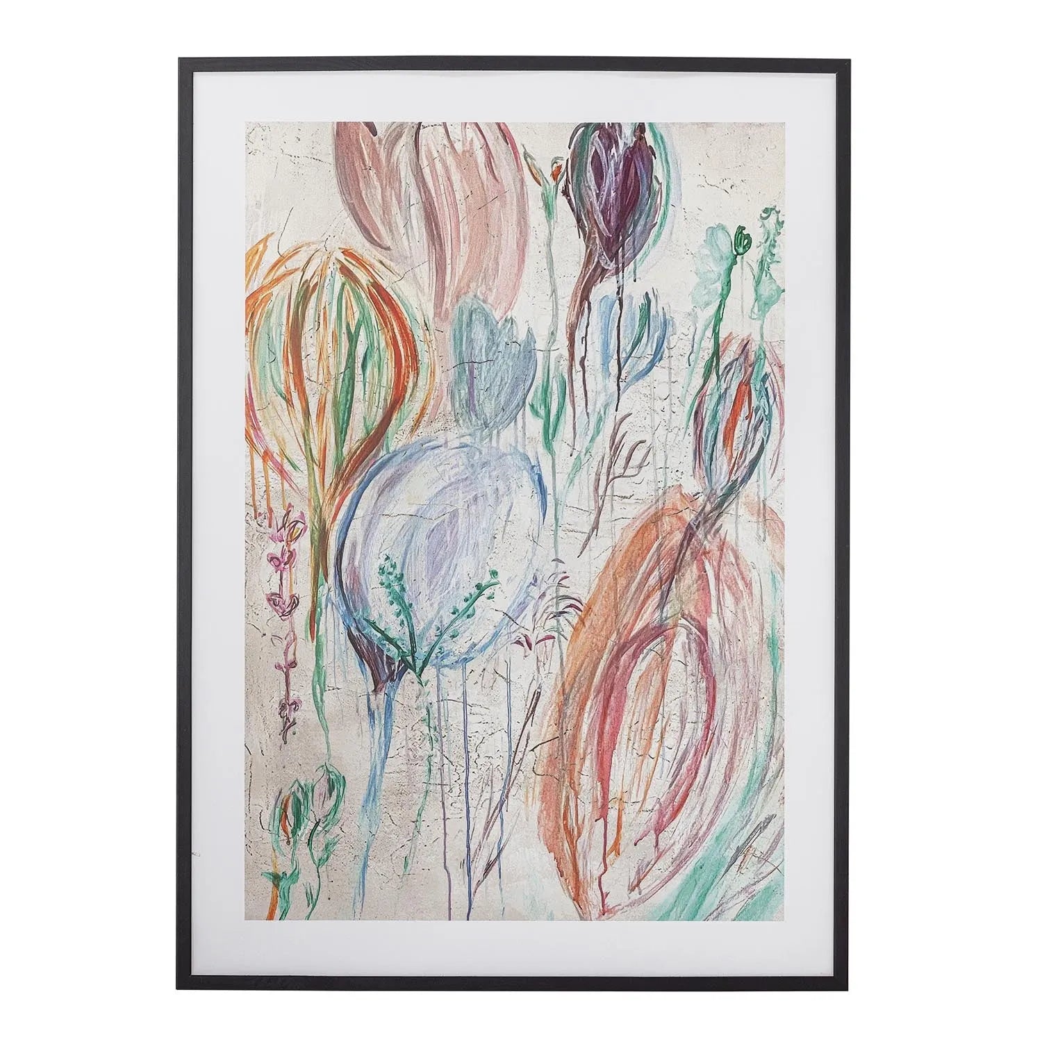 Elegante Francine Illustration im schwarzen Kiefernholzrahmen, ideal für stilvolle Wohnräume.